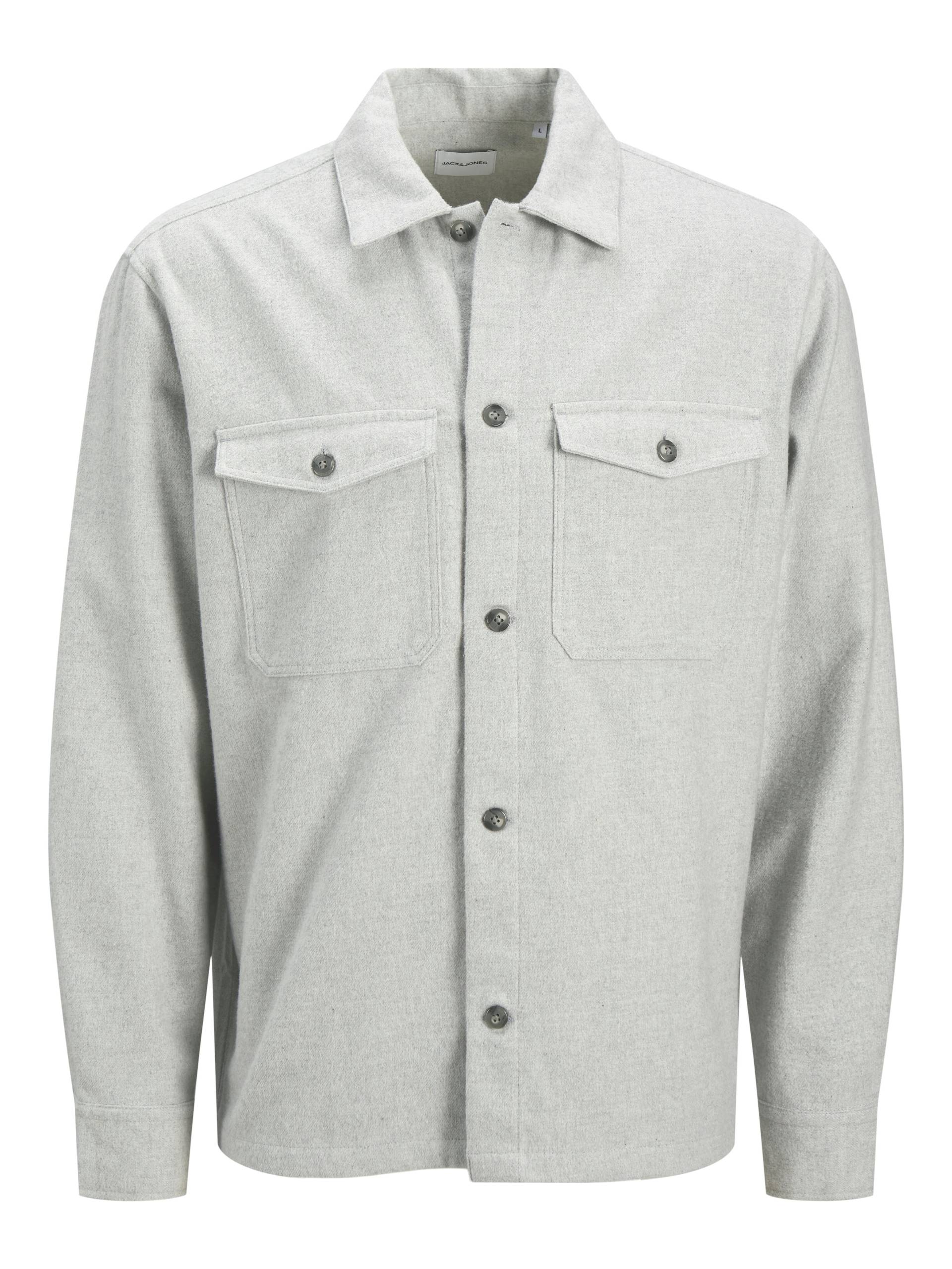 JACK&JONES - JJEPERFECT MELANGE OVERSHIRT LS SN light grey melange - Gr. - M von JACK&JONES