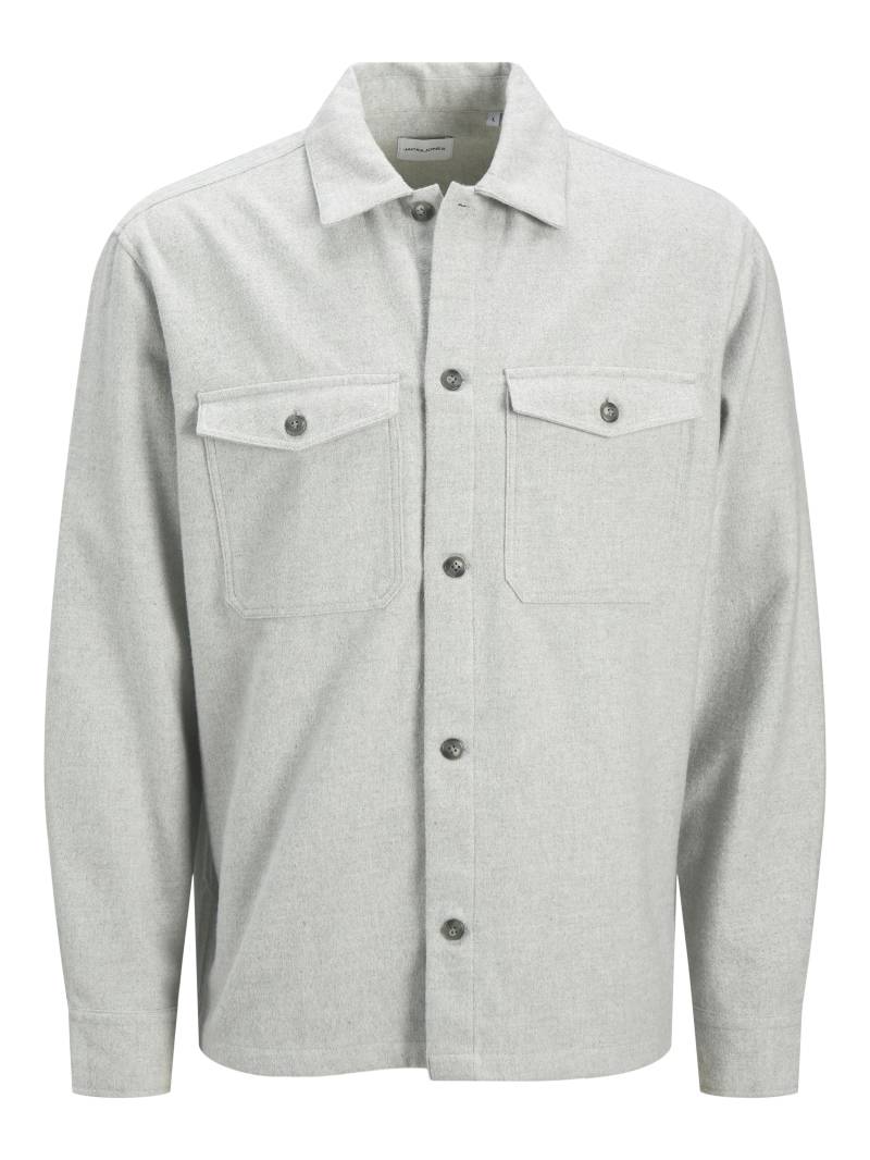 JACK&JONES - JJEPERFECT MELANGE OVERSHIRT LS SN light grey melange - Gr. - M von JACK&JONES