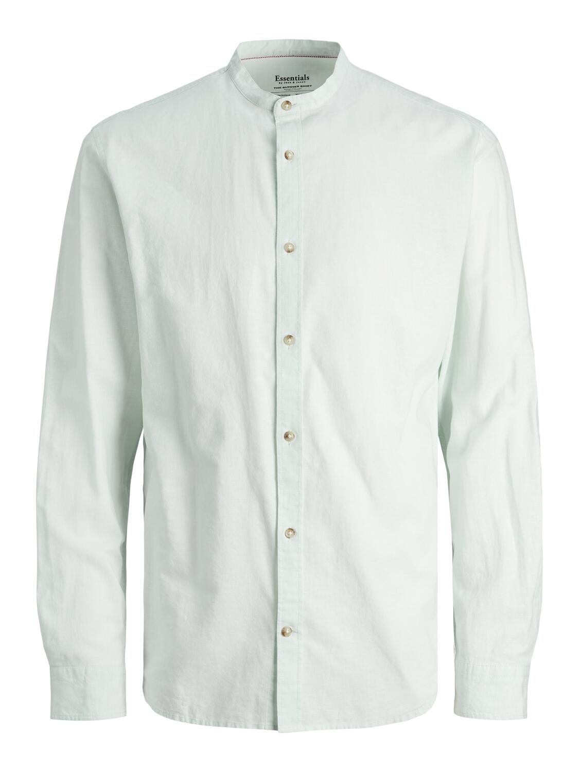 JACK&JONES - JJESUMMER BAND LINEN BLEND SHIRT LS SN soothing sea - Gr. - L von JACK&JONES