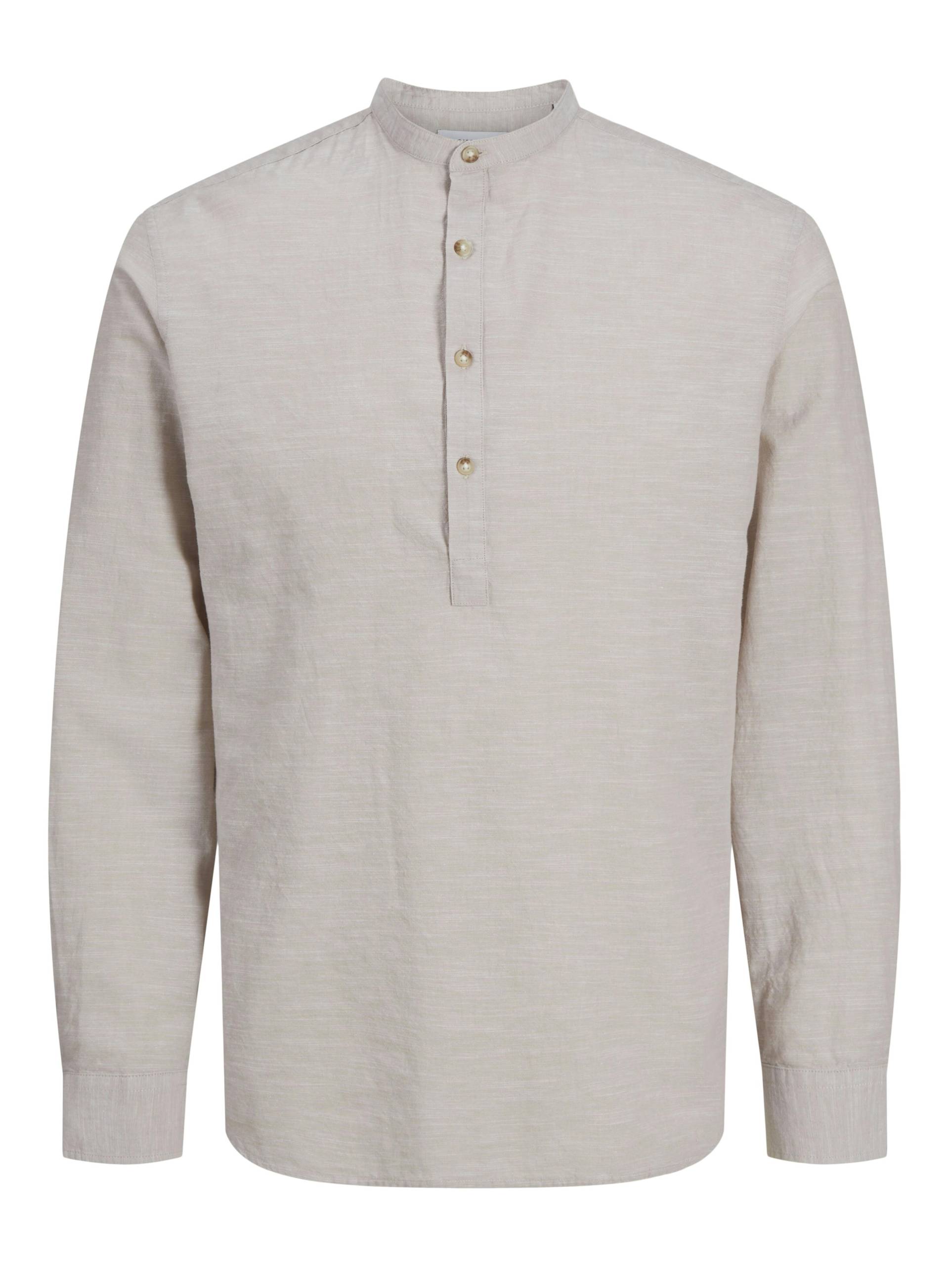 JACK&JONES - JJESUMMER HALF PLACKET SHIRT LS SN crockery - Gr. - XL von JACK&JONES