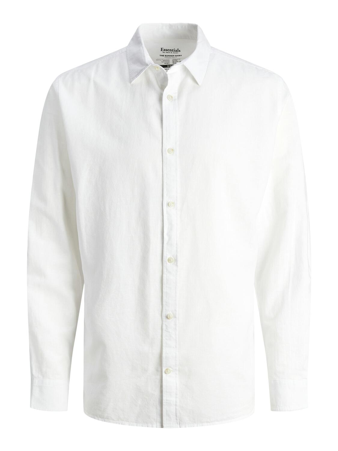 JACK&JONES - JJESUMMER LINEN BLEND SHIRT LS SN white - Gr. - XL von JACK&JONES