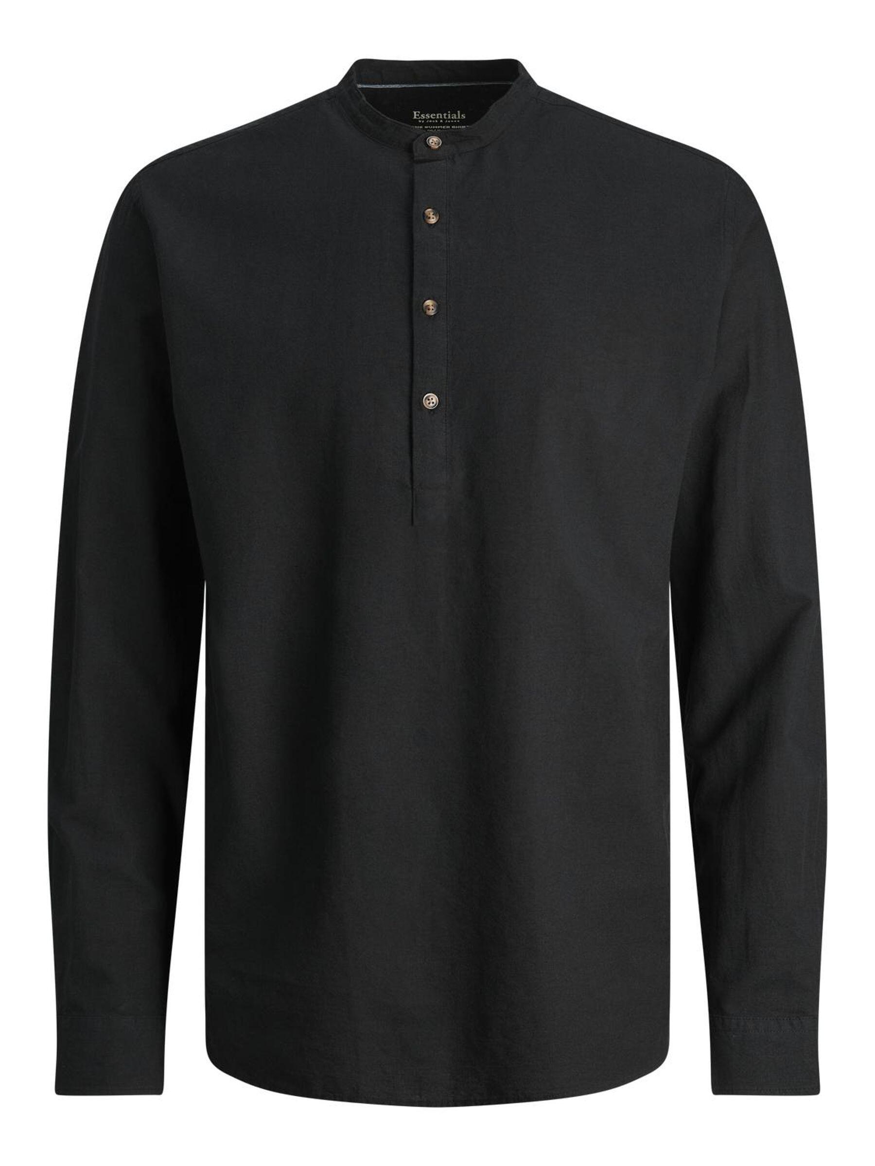 JACK&JONES - JJESUMMER TUNIC LINEN BLEND SHIRT LS SN black - Gr. - M von JACK&JONES