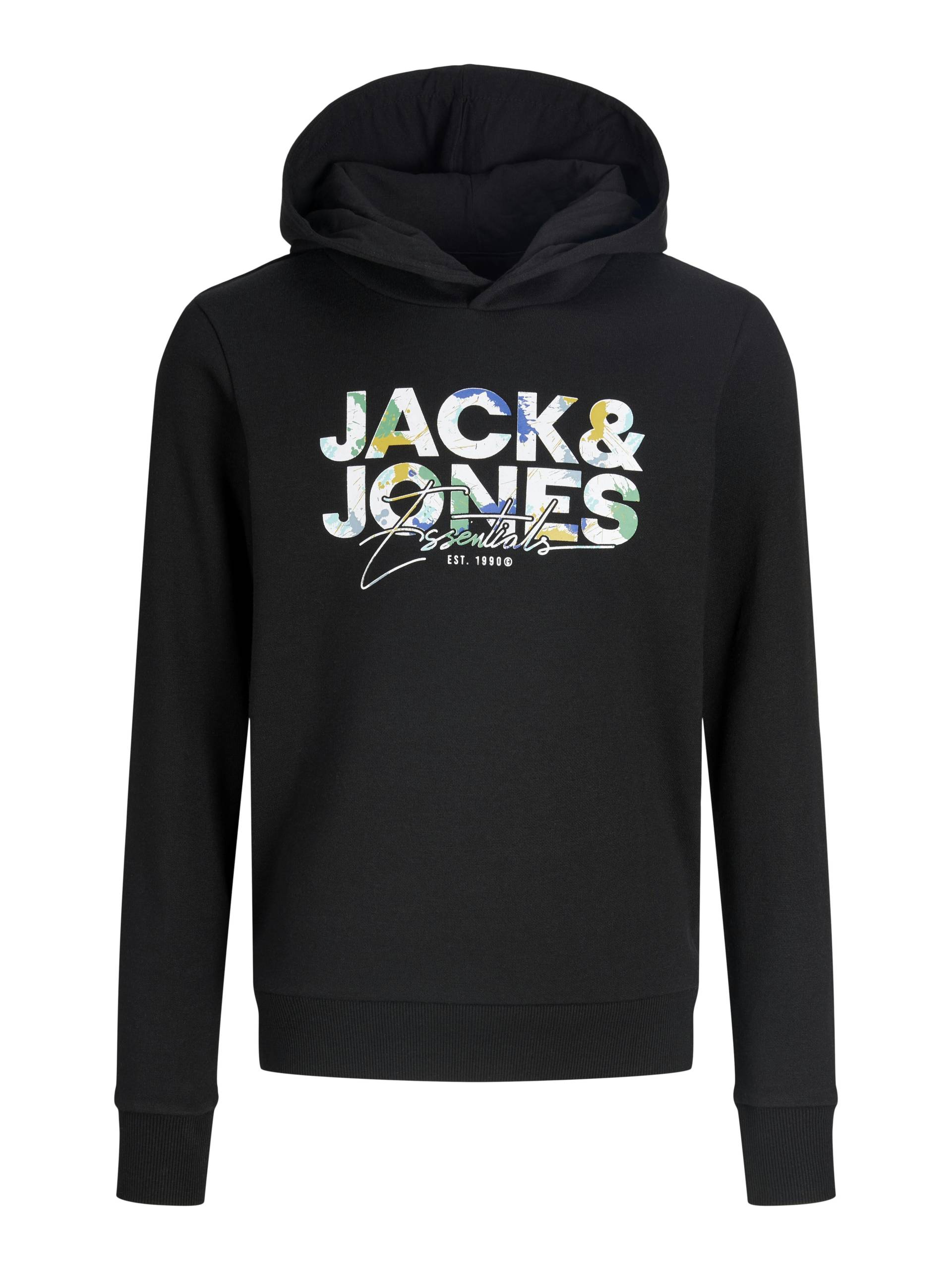 JACK&JONES - JJGEPLAS SWEAT HOOD JNR black - Gr. - 140 von JACK&JONES