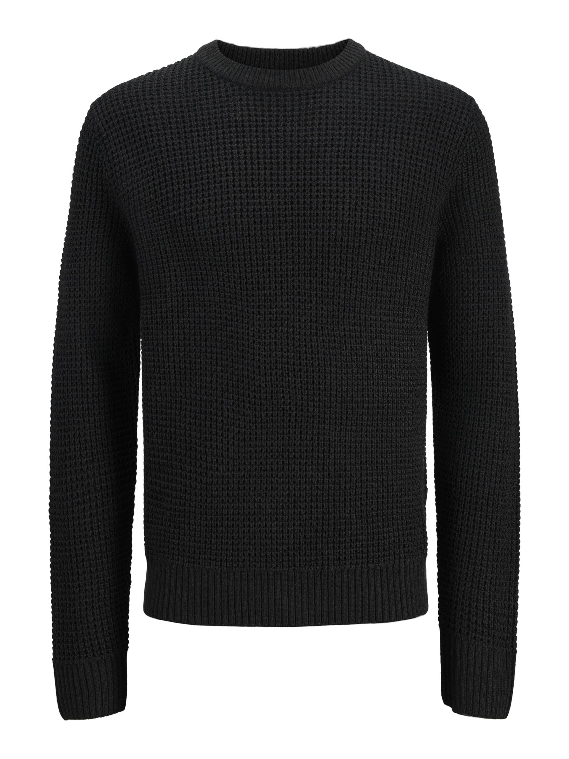 JACK&JONES - JJGLOBAL KNIT CREW NECK black - Gr. - L von JACK&JONES