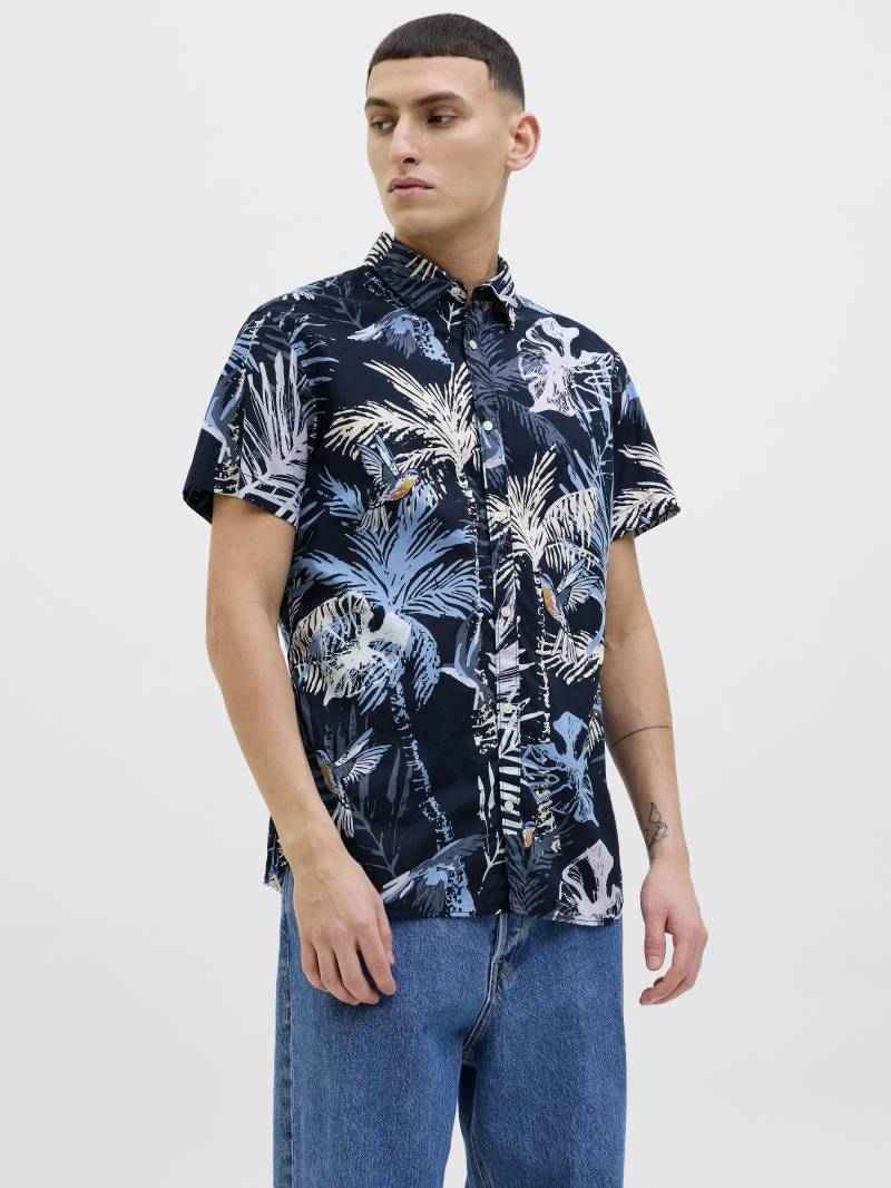 JACK&JONES - JJHAWAII AOP SHIRT SS LN sky captain - Gr. - L von JACK&JONES