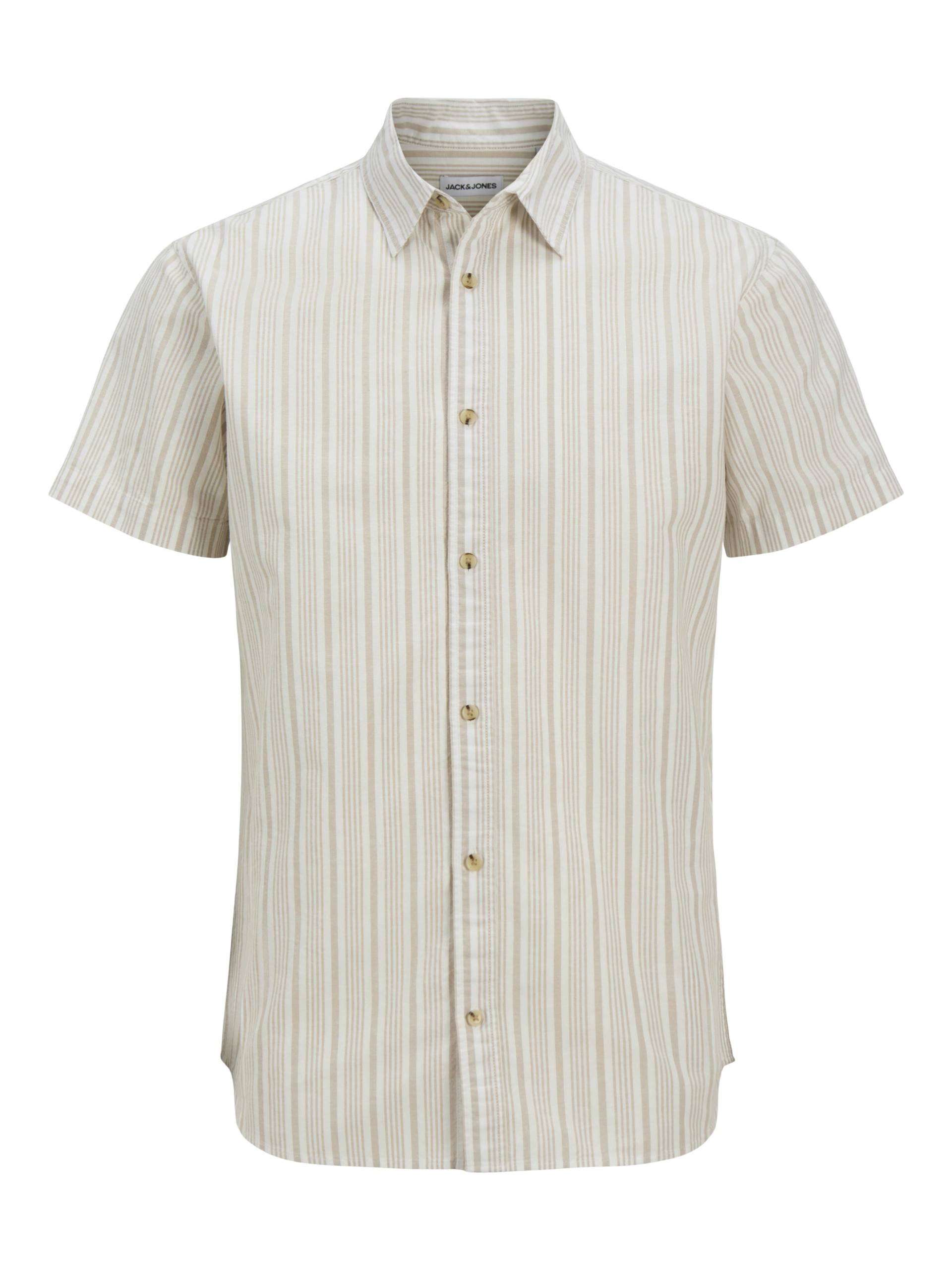JACK&JONES - JJJOSHUA OXFORD STRIPE SHIRT S/S PLS crockery von JACK&JONES