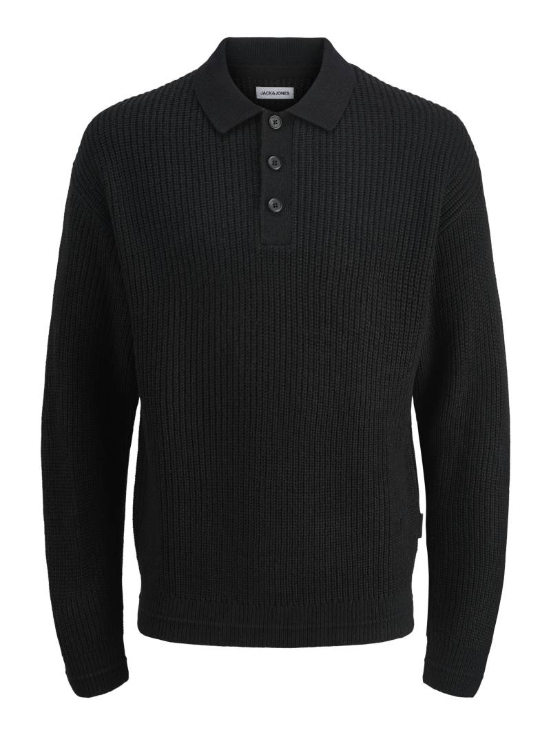 JACK&JONES - JJKAITO KNIT POLO BF black - Gr. - XL von JACK&JONES