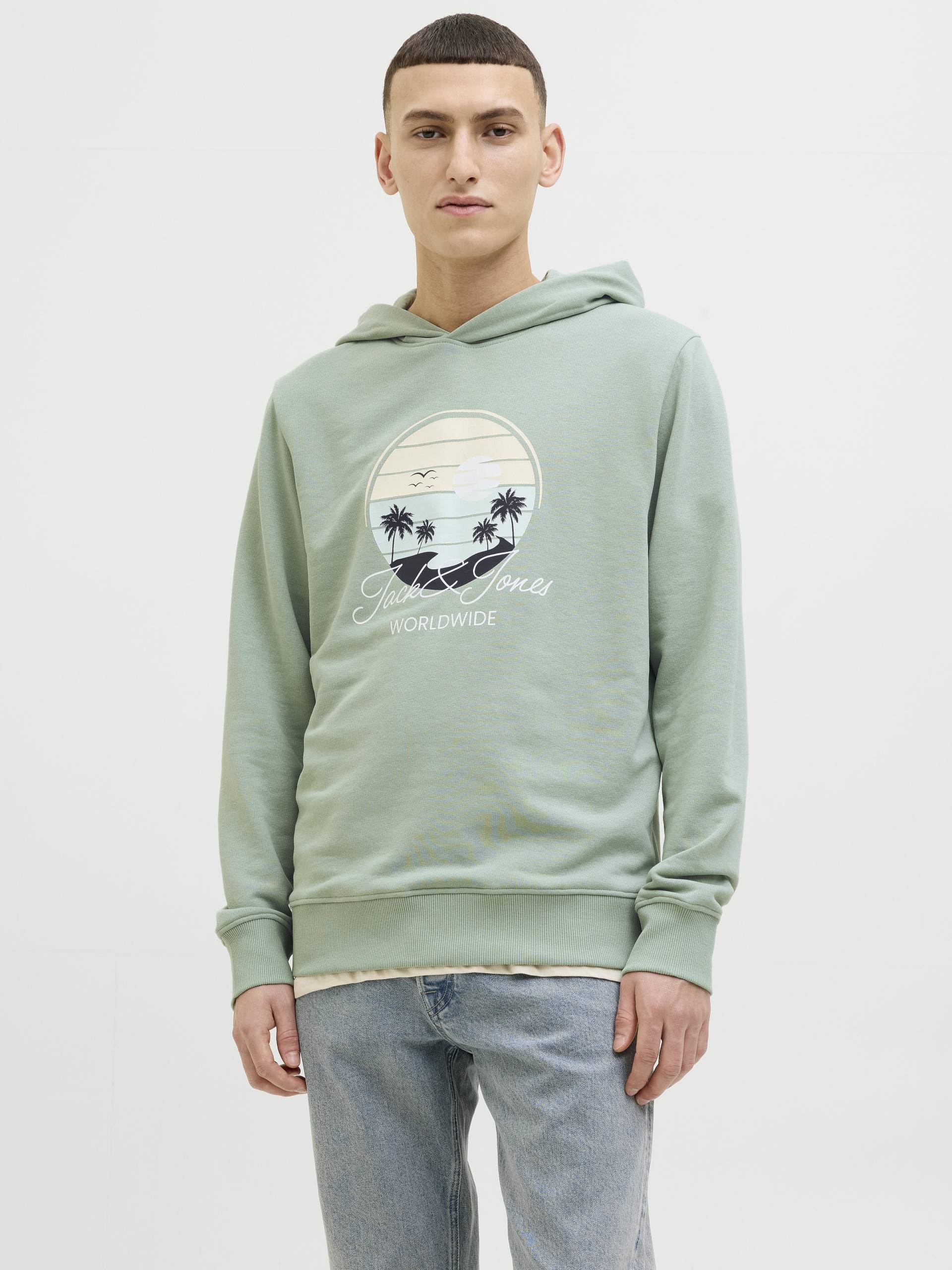 JACK&JONES - JJPALM SWEAT HOOD iceberg green - Gr. - M von JACK&JONES