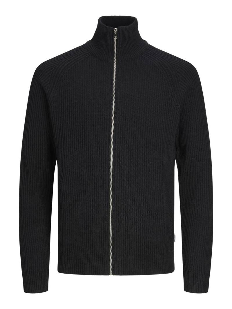 JACK&JONES - JJPANNEL KNIT ZIP CARDIGAN AW23 black - Gr. - M von JACK&JONES