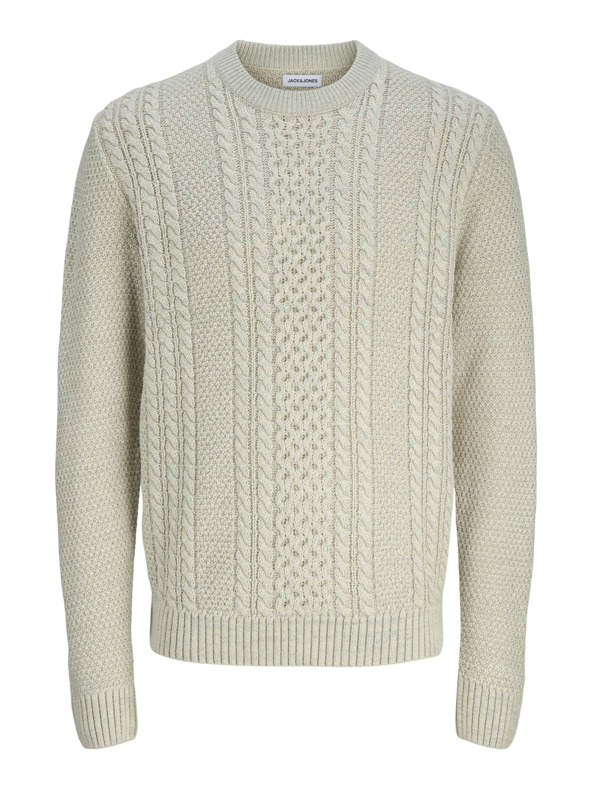 JACK&JONES - JJPAUL KNIT CREW NECK white melange - Gr. - M von JACK&JONES