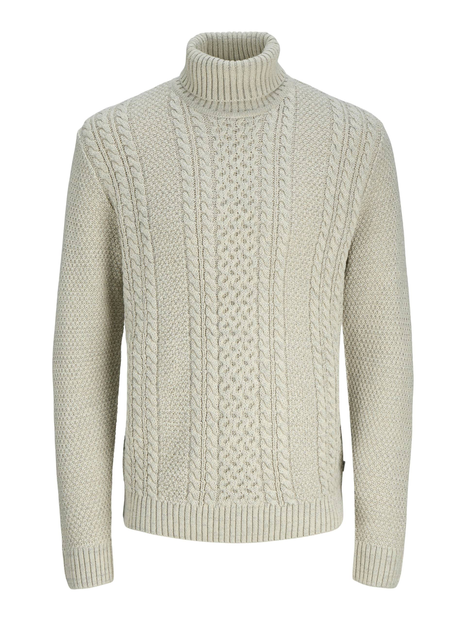 JACK&JONES - JJPAUL KNIT ROLL NECK white melange - Gr. - L von JACK&JONES