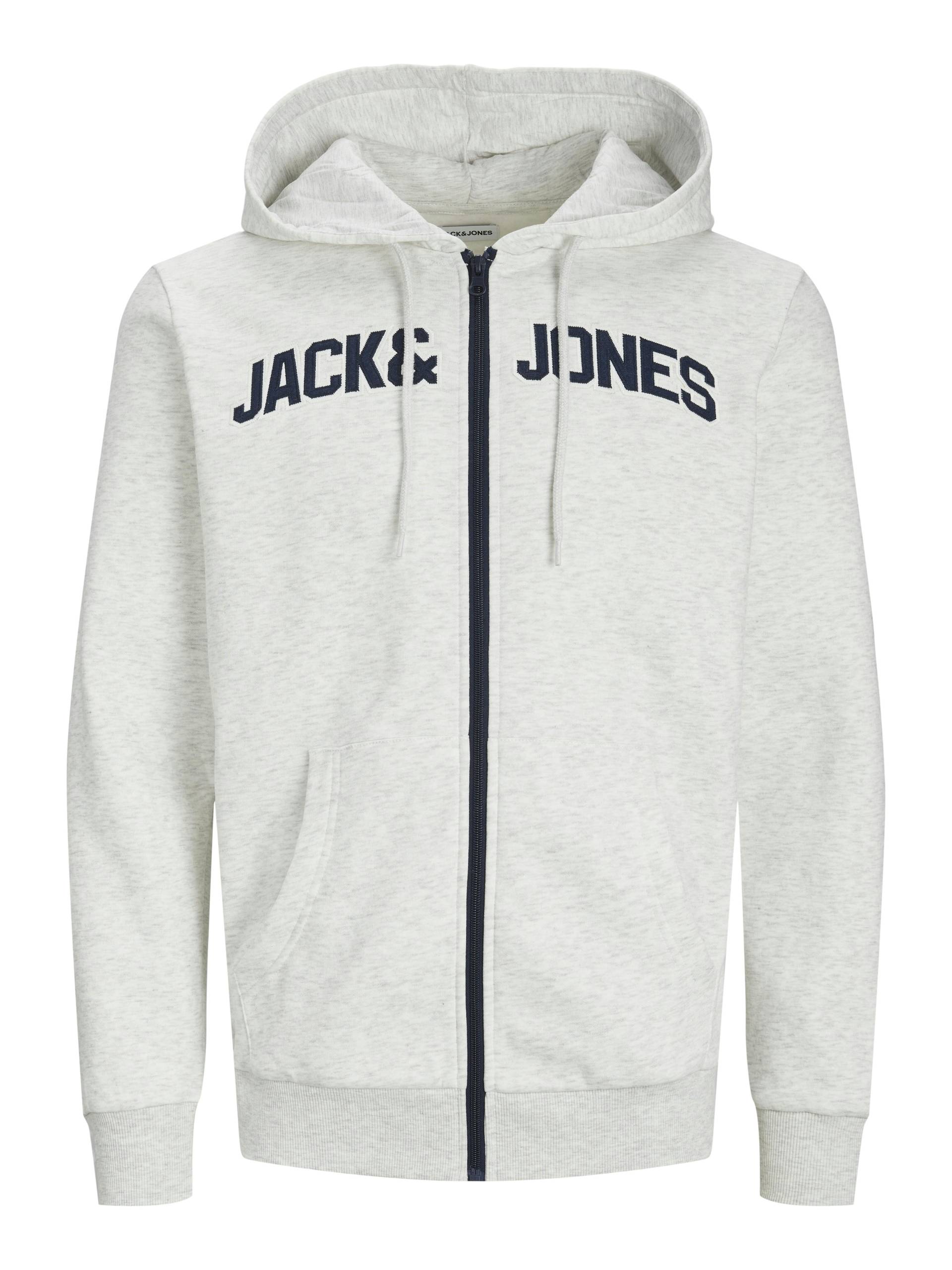 JACK&JONES - JJROUX SWEAT ZIP HOOD white melange - Gr. - L von JACK&JONES