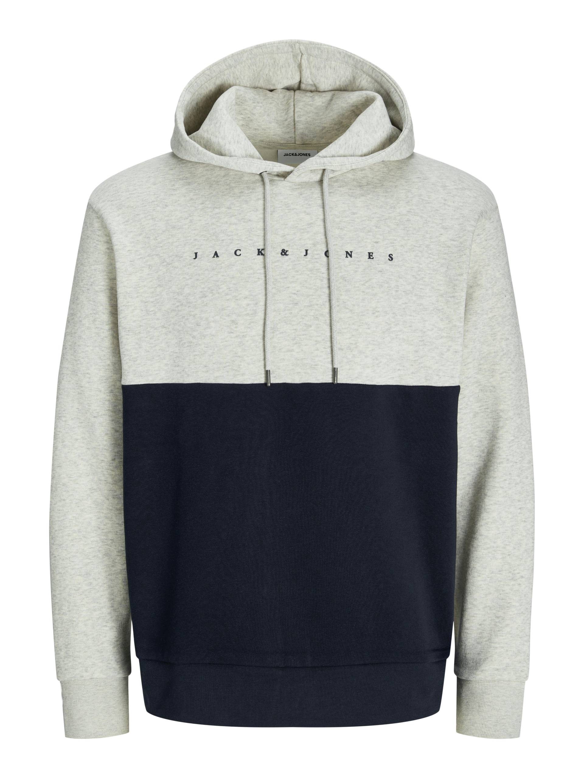 JACK&JONES - JJSTAR JJ BLOCKED SWEAT HOOD white melange - Gr. - S von JACK&JONES