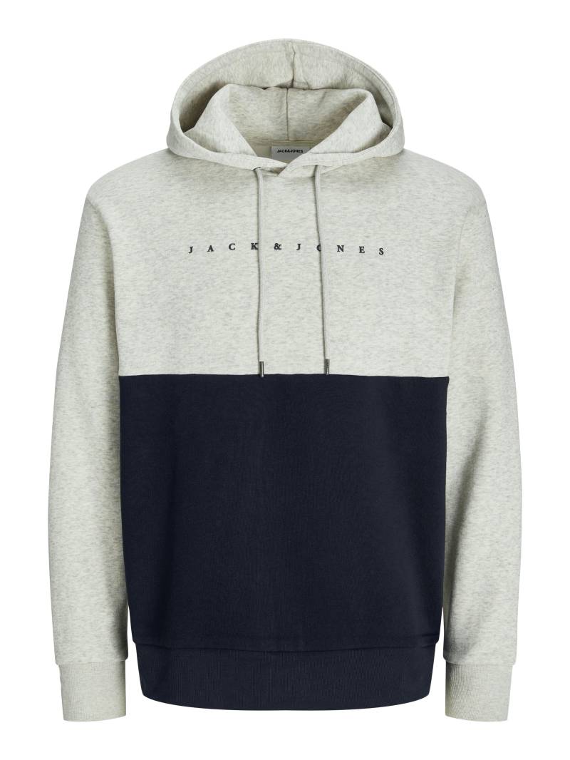 JACK&JONES - JJSTAR JJ BLOCKED SWEAT HOOD white melange - Gr. - S von JACK&JONES