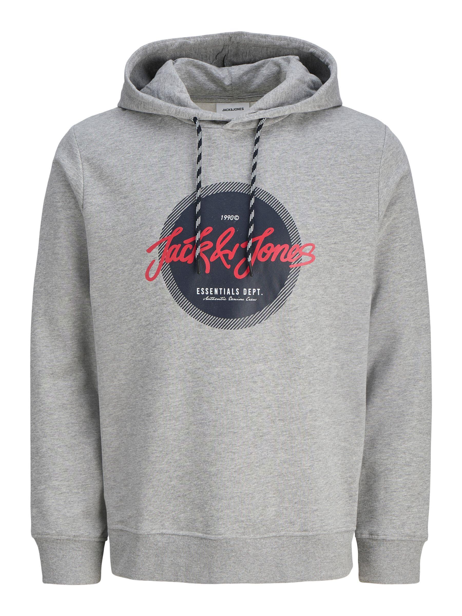 JACK&JONES - JJURBAN SWEAT HOOD grey melange - Gr. - XL von JACK&JONES