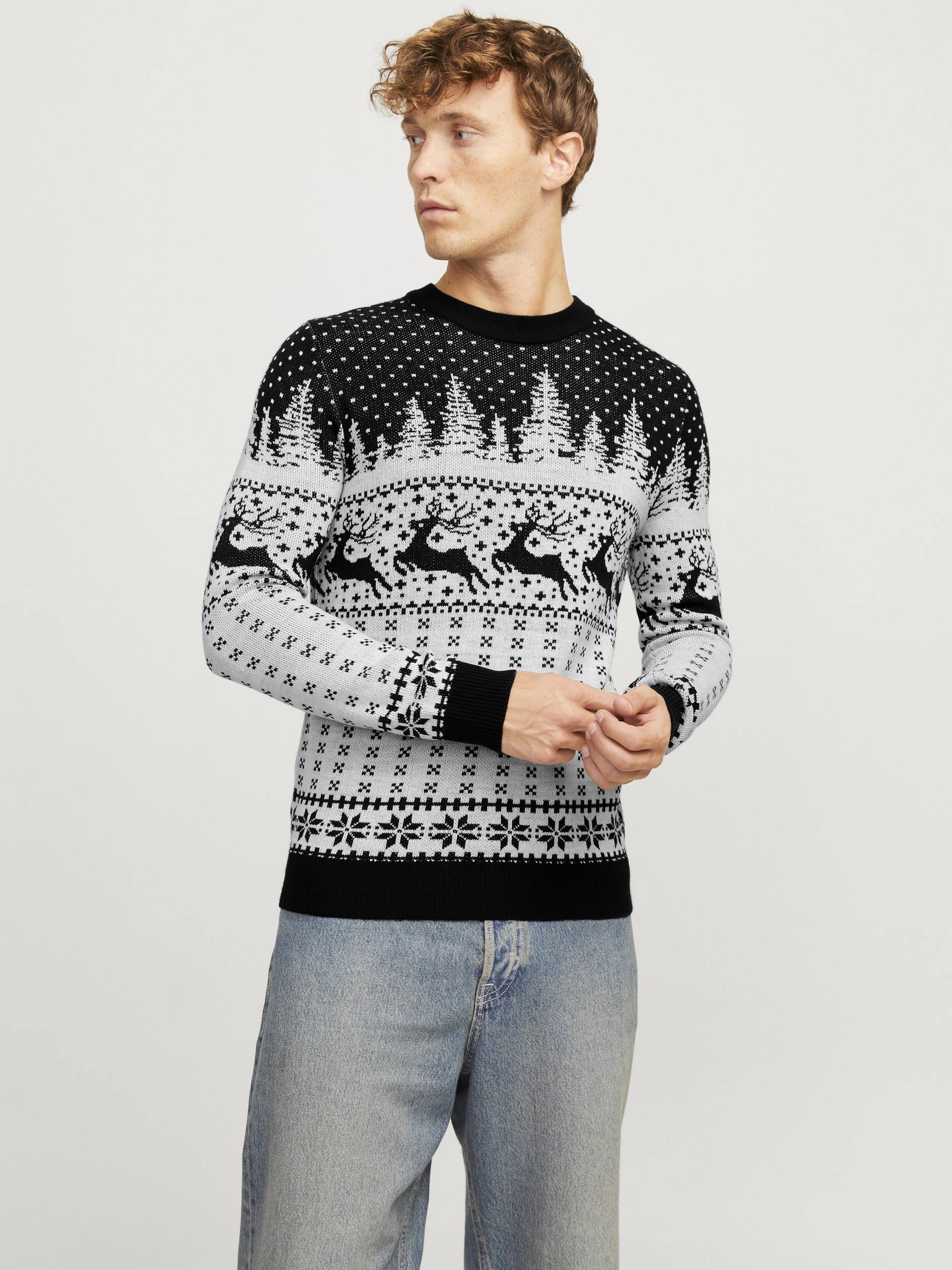 JACK&JONES - JJXMAS GABRIEL KNIT CREW NECK cloud dancer - Gr. - L von JACK&JONES