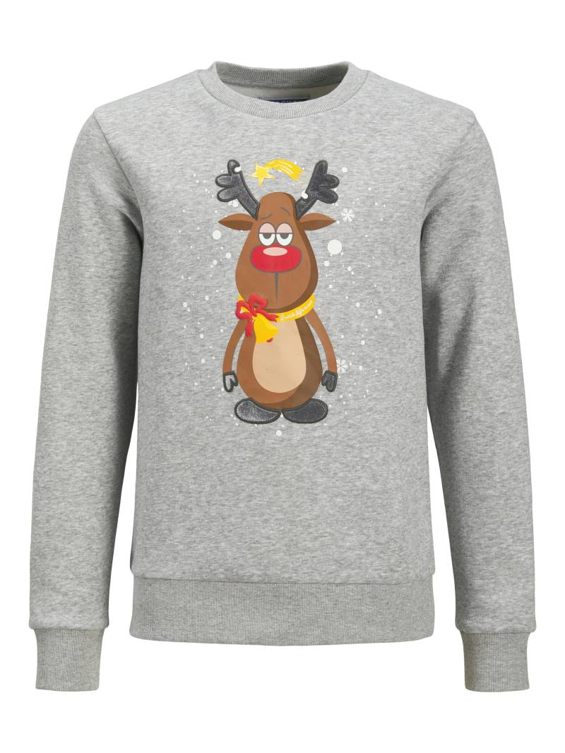JACK&JONES - JJXMAS JOLLY SWEAT CREW NECK JNR light grey melange - Gr. - 140 von JACK&JONES