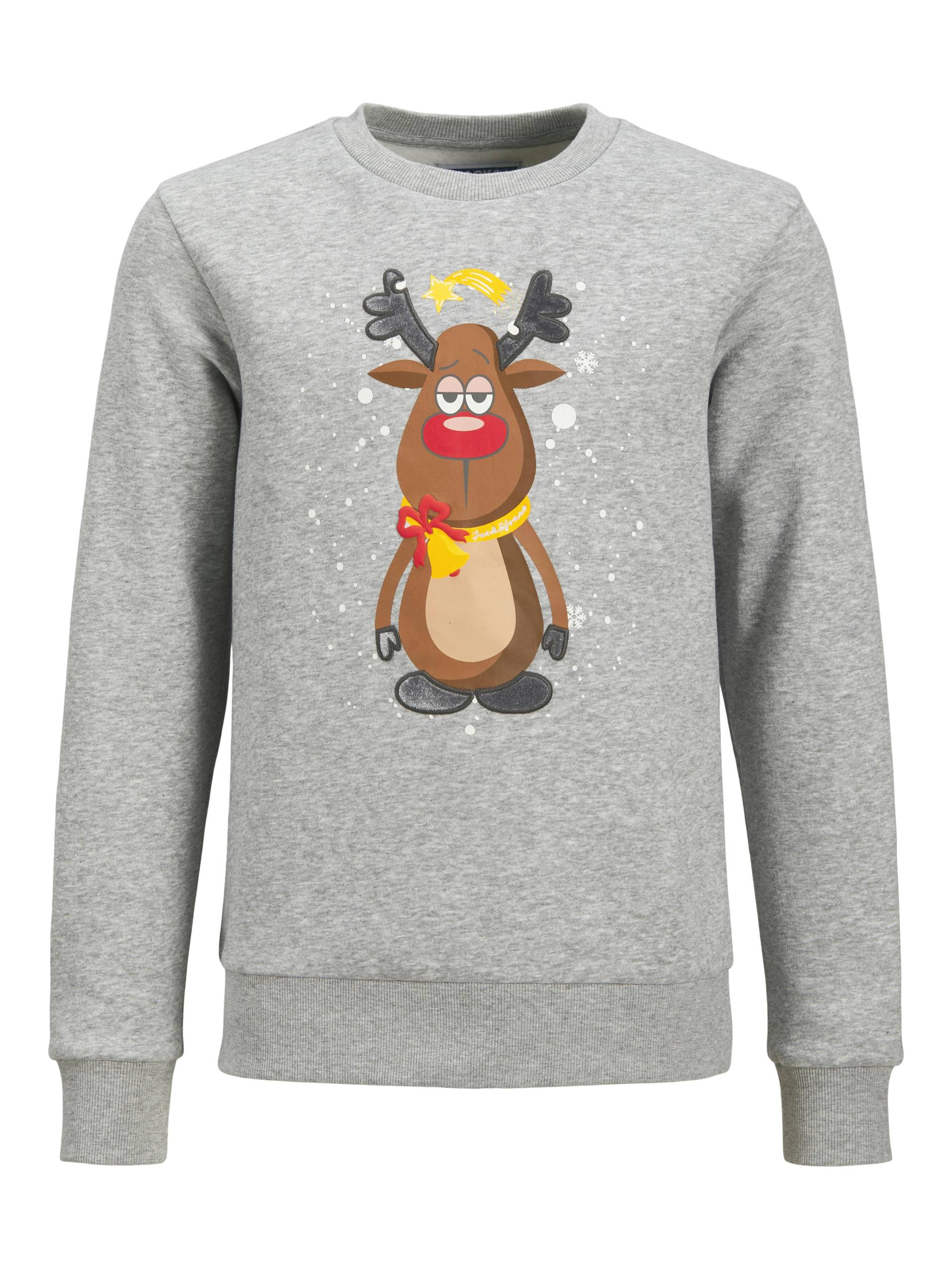 JACK&JONES - JJXMAS JOLLY SWEAT CREW NECK JNR light grey melange - Gr. - 164 von JACK&JONES