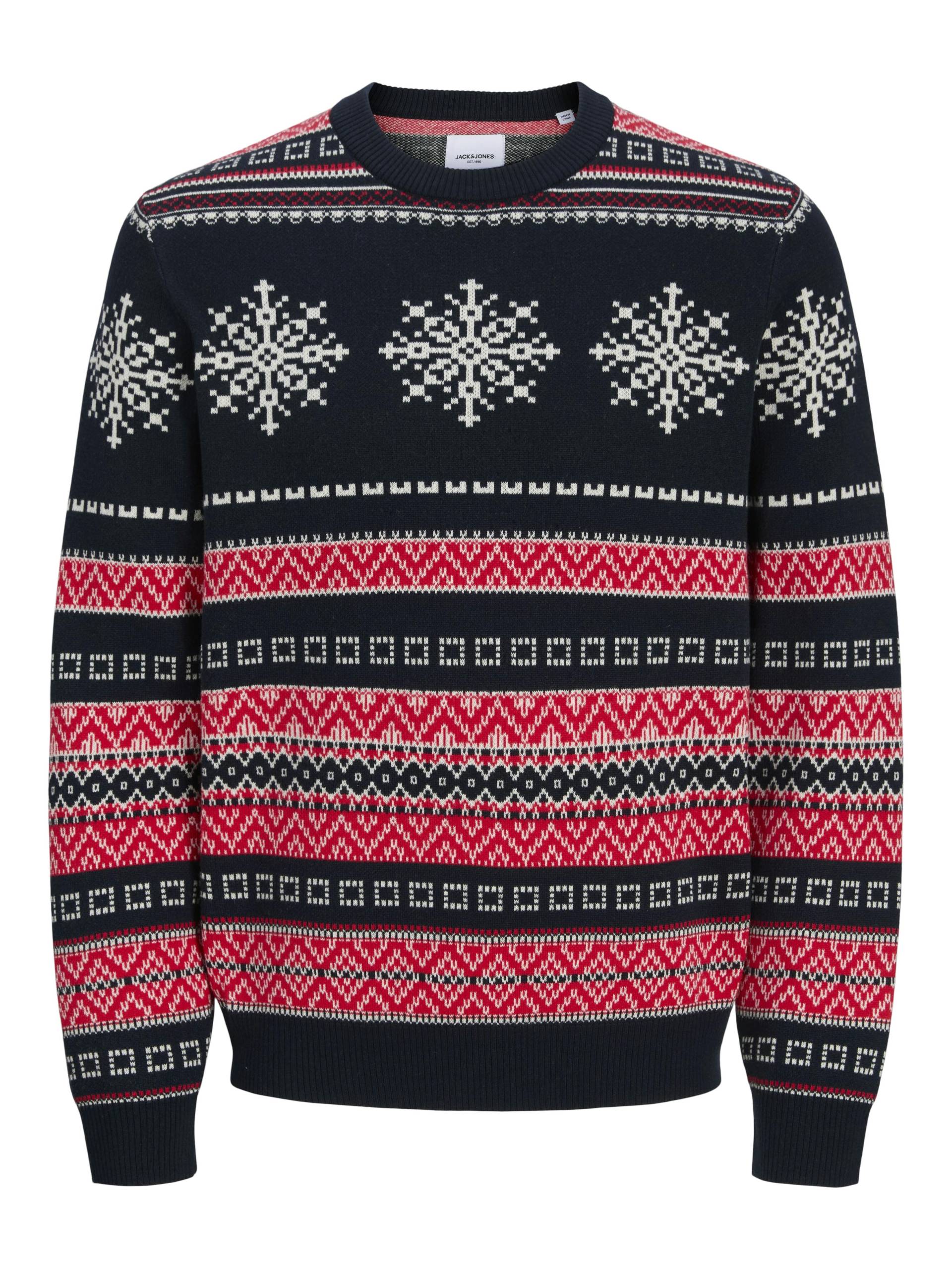 JACK&JONES - JJXMAS NOEL KNIT CREW NECK sky captain - Gr. - XXL von JACK&JONES