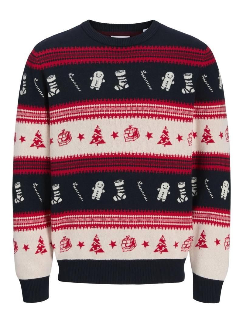 JACK&JONES - JJXMAS NOEL KNIT CREW NECK true red - Gr. - M von JACK&JONES