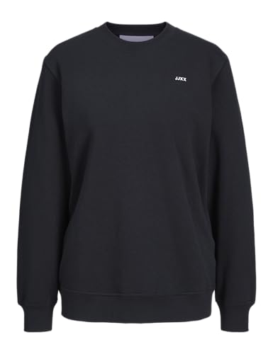 JACK & JONES JJXX Damen Sweatshirt JXABBIE Every Crew - Relaxed Fit XS S M L XL XXL Cotton, Größe:S, Farbe:Black White JJXX Logo 12223962 von JJXX