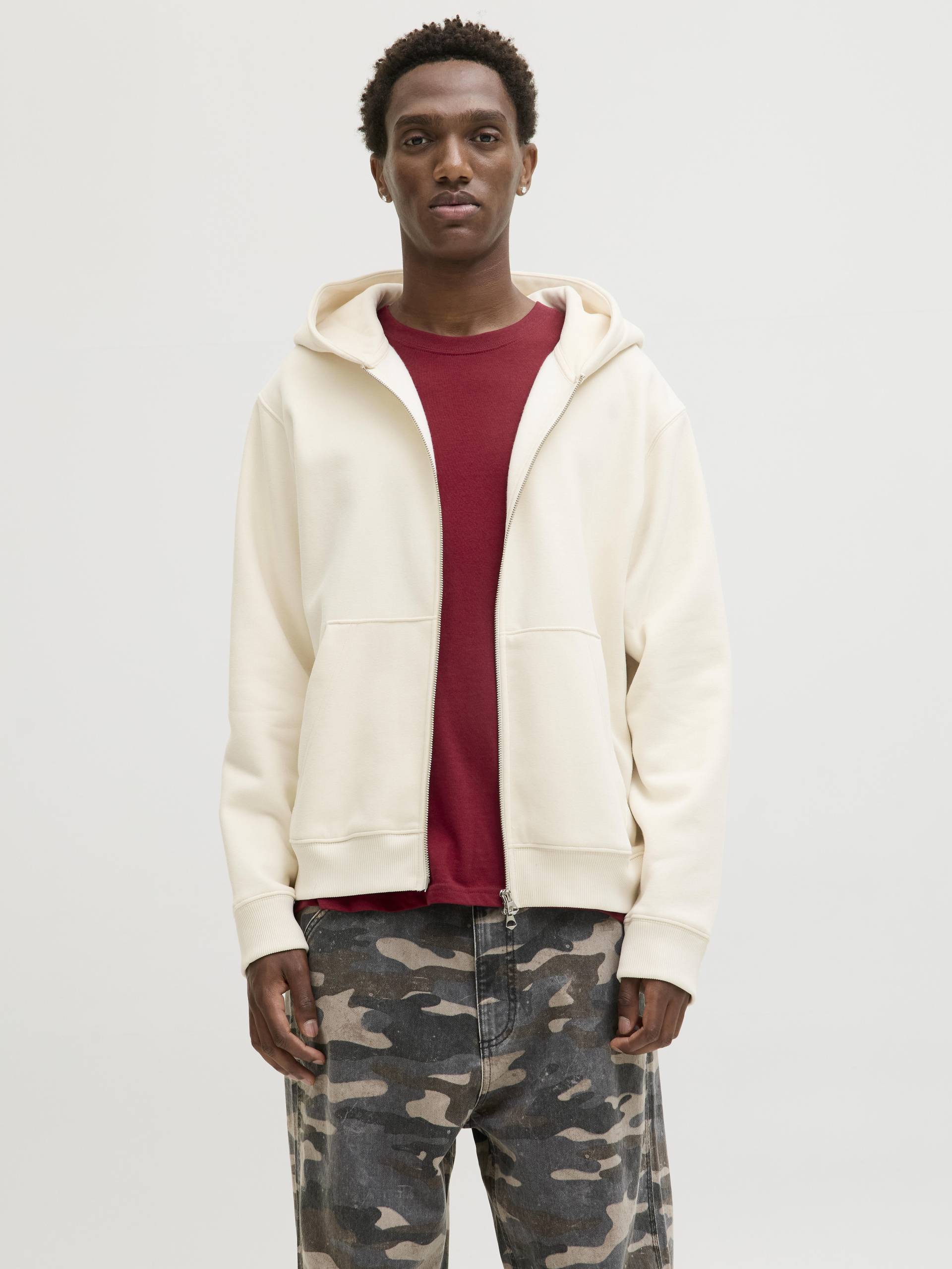 JACK&JONES - JORBEDFORD SWEAT ZIP HOOD antique white - Gr. - XXL von JACK&JONES