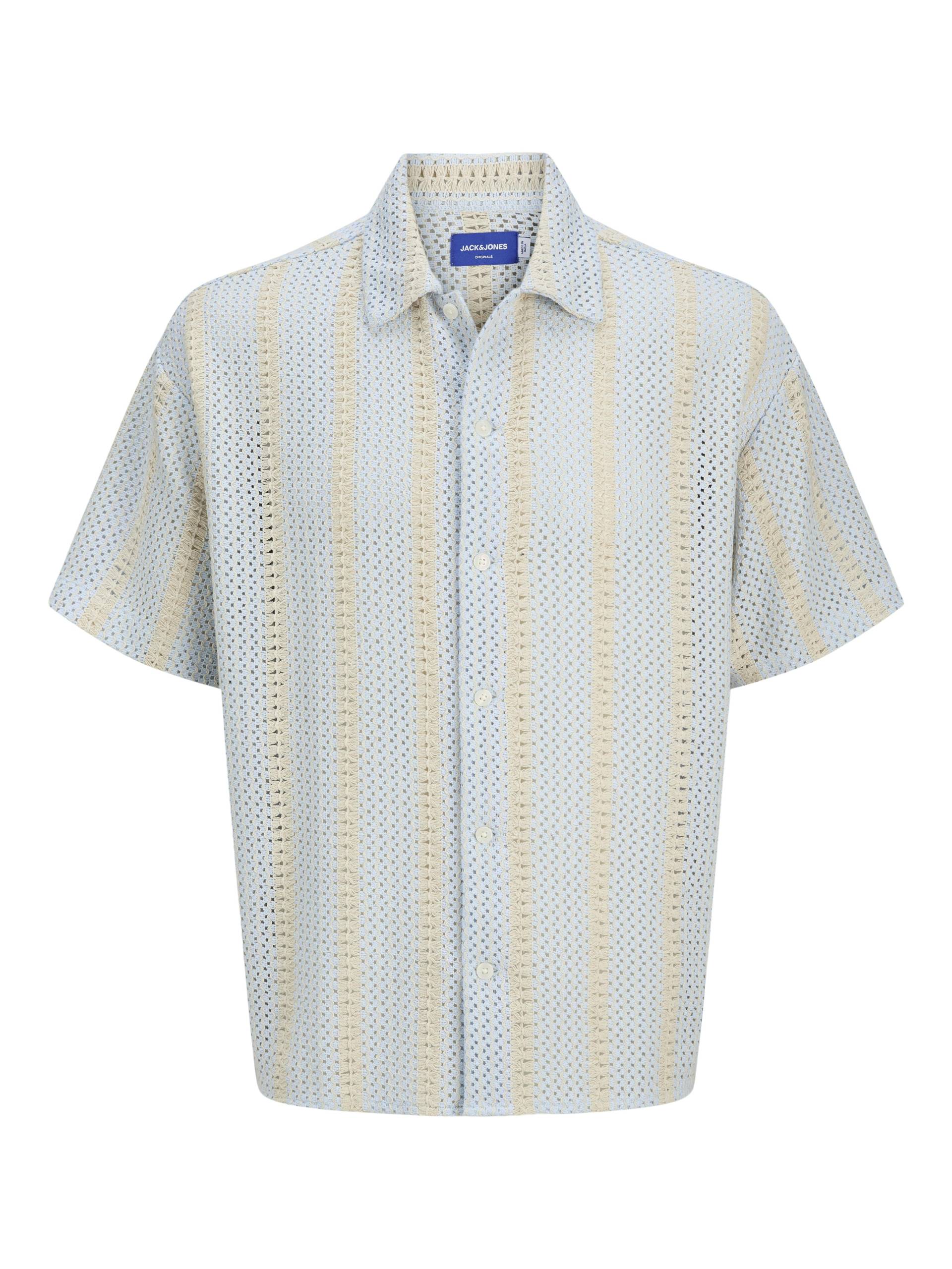 JACK&JONES - JORBELLAGIO CROCHET SHIRT SS SN skyway - Gr. - XL von JACK&JONES
