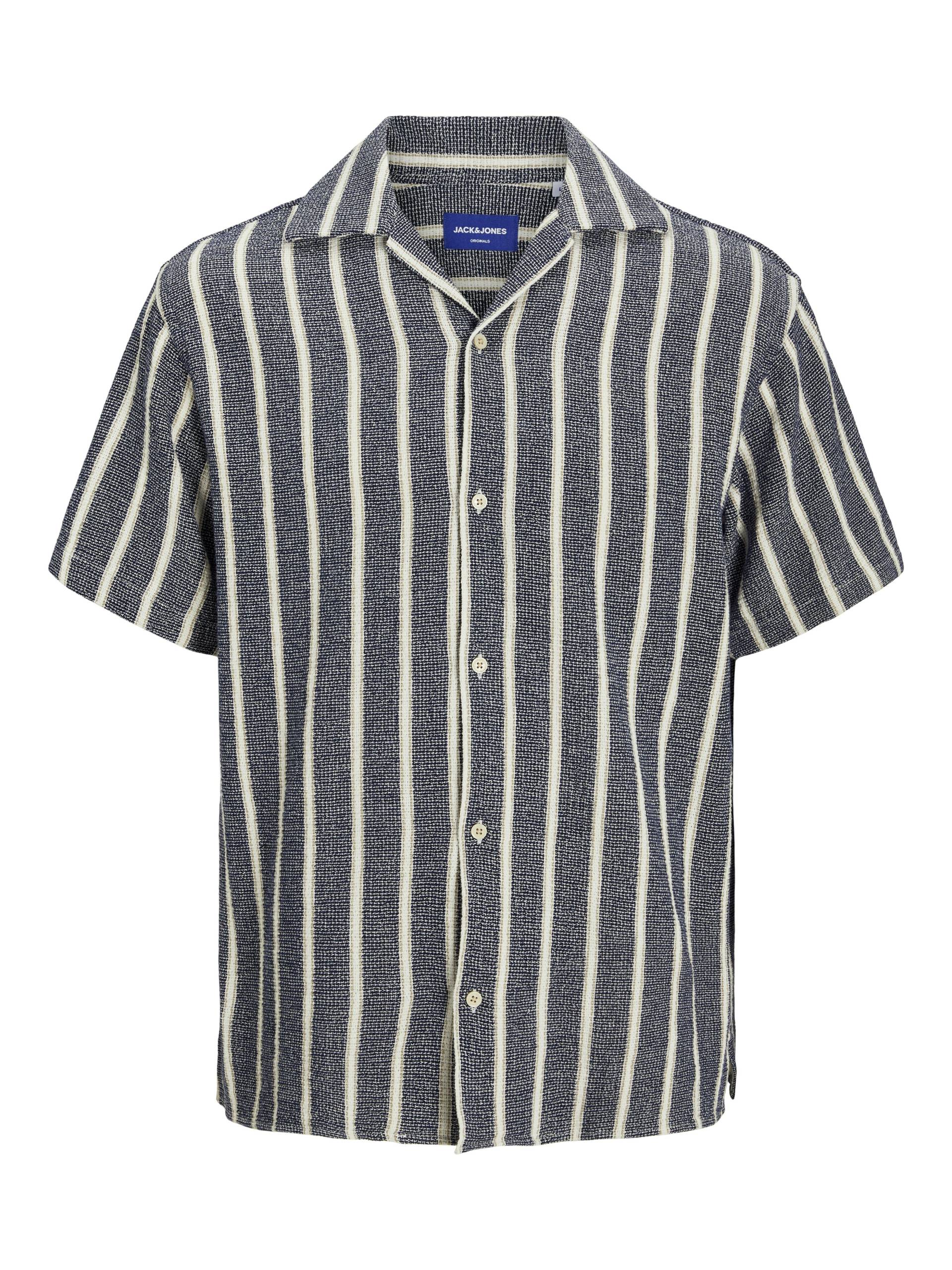 JACK&JONES - JORCOBA STRIPE RESORT SHIRT SS SN ocean cavern - Gr. - S von JACK&JONES