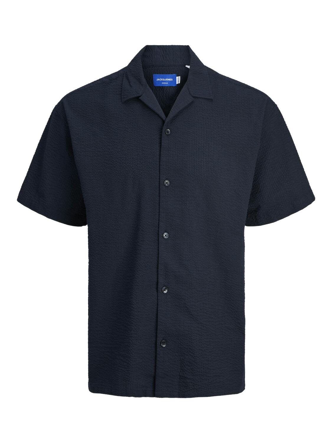 JACK&JONES - JOREASTER PALMA SEERSUCKER SHIRT SS LN sky captain - Gr. - M von JACK&JONES