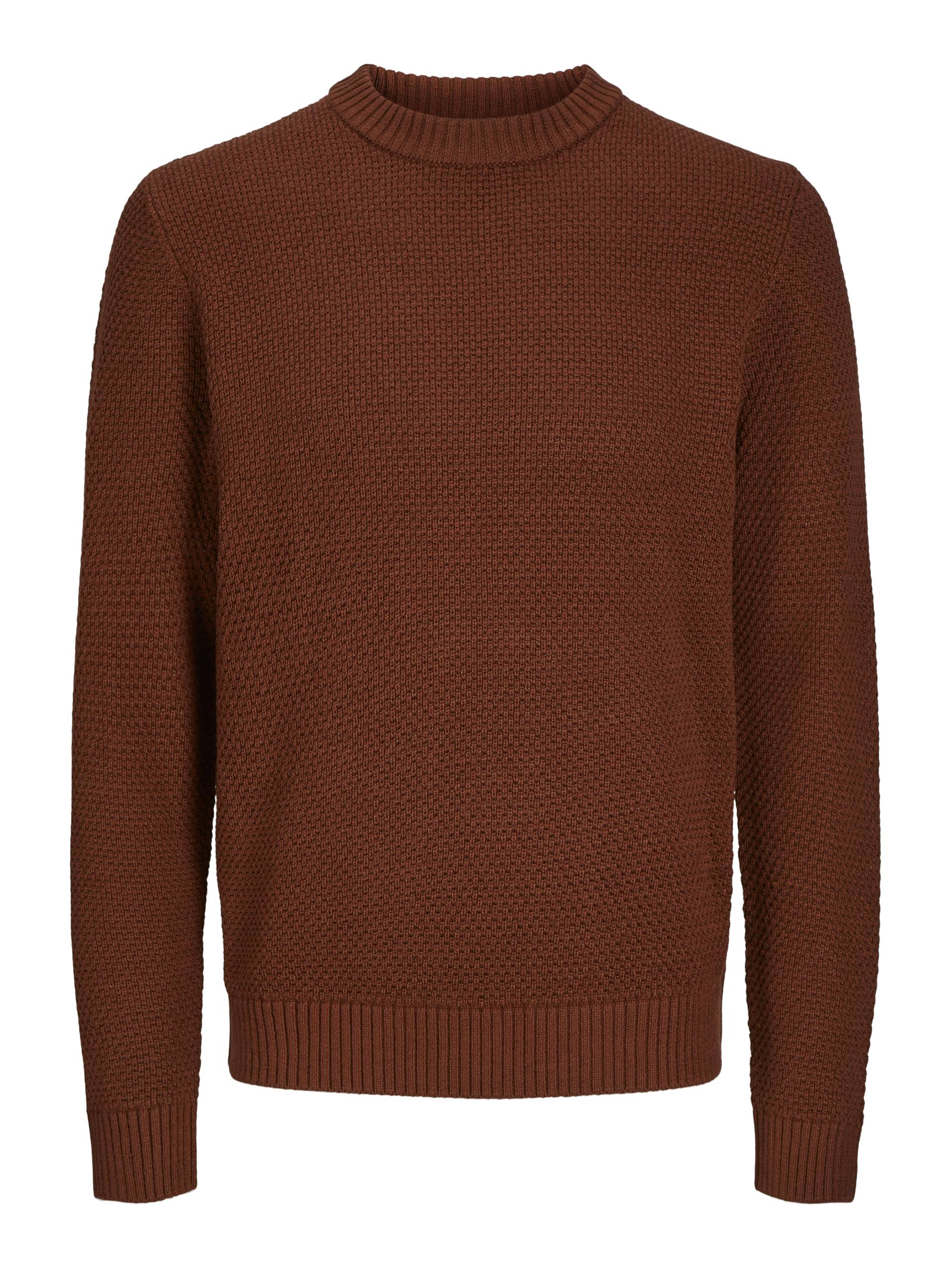 JACK&JONES - JOREATON KNIT CREW NECK BF brandy brown - Gr. - XXL von JACK&JONES