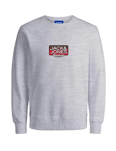 JACK & JONES JOREATON Sweat Crew Neck FST, Bright White/Detail:Melange,L von JACK & JONES