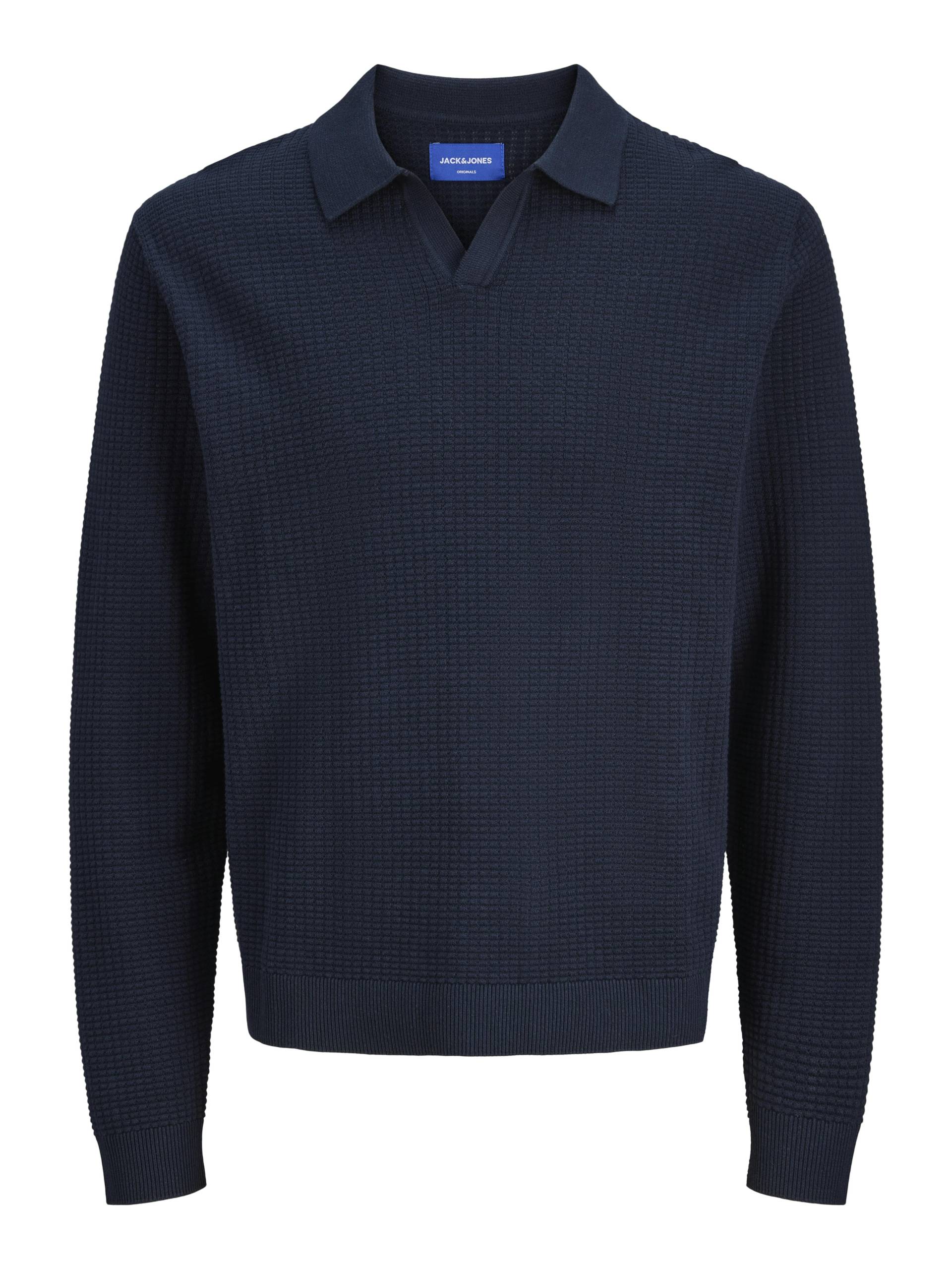 JACK&JONES - JORGREENE KNIT STRUCTURE LS POLO CA sky captain - Gr. - S von JACK&JONES
