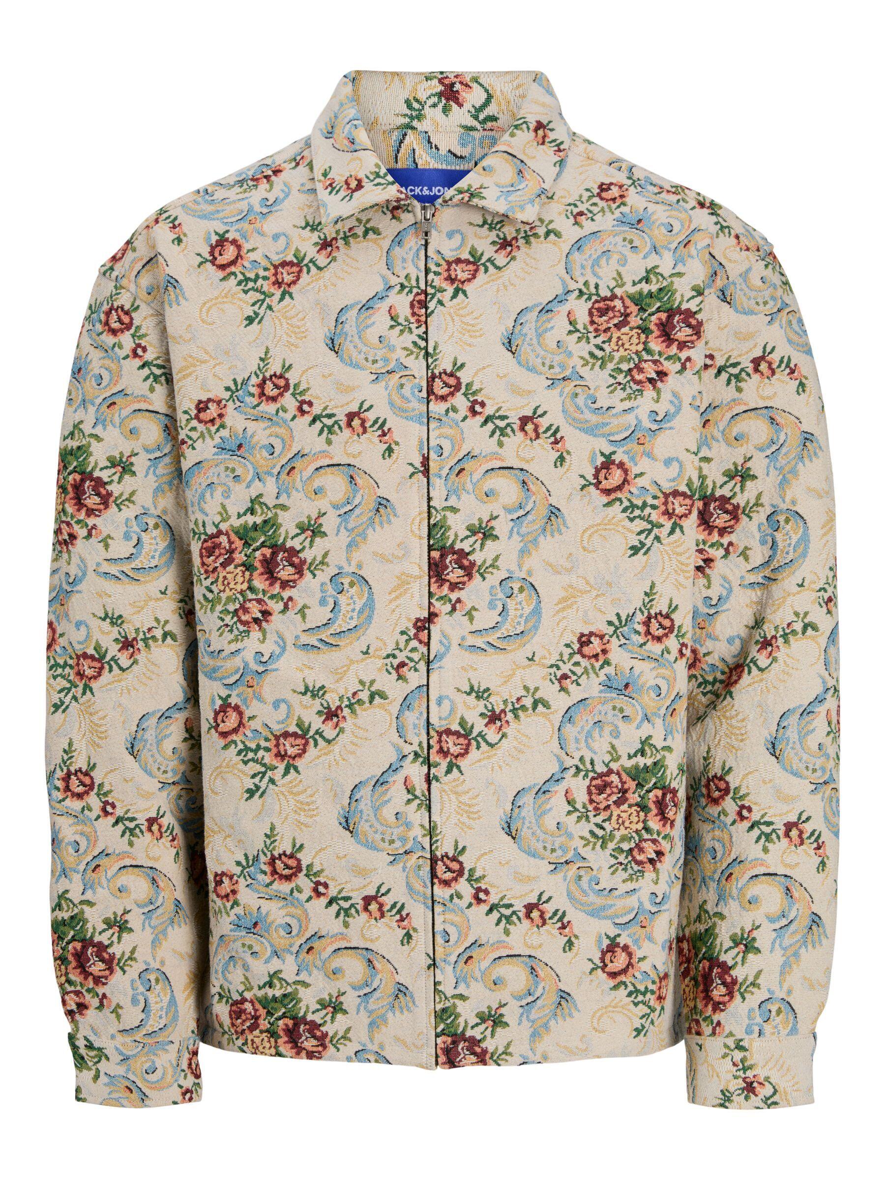 JACK&JONES - JORJACKSON JACQUARD ZIP OVERSHIRT LS antique white - Gr. - XL von JACK&JONES
