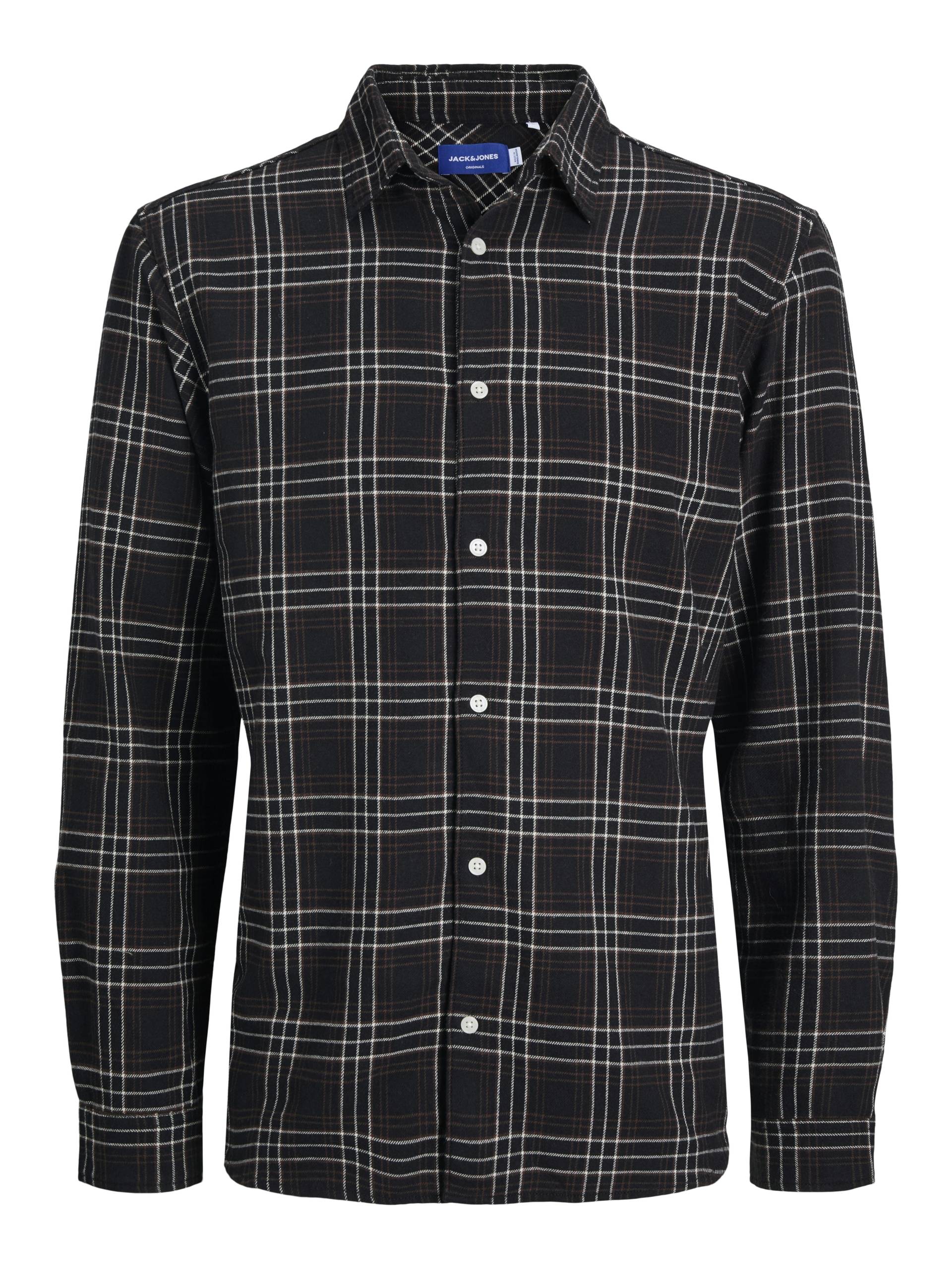 JACK&JONES - JORJOSHUA FLANNEL CHECK SHIRT LS LN pirate black - Gr. - S von JACK&JONES