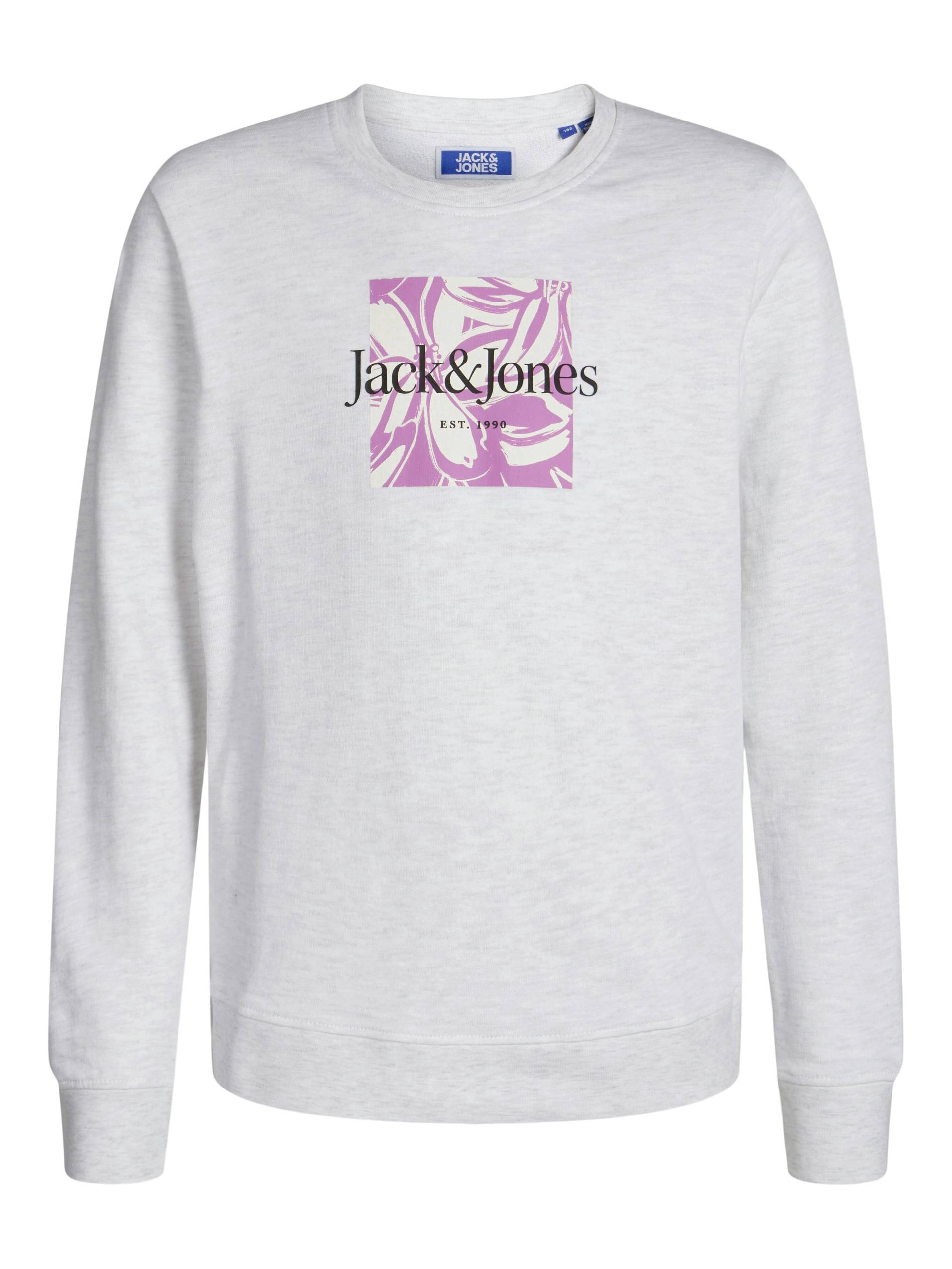 JACK&JONES - JORLAFAYETTE BRANDING SWEAT CREW JNR white melange - Gr. - 152 von JACK&JONES