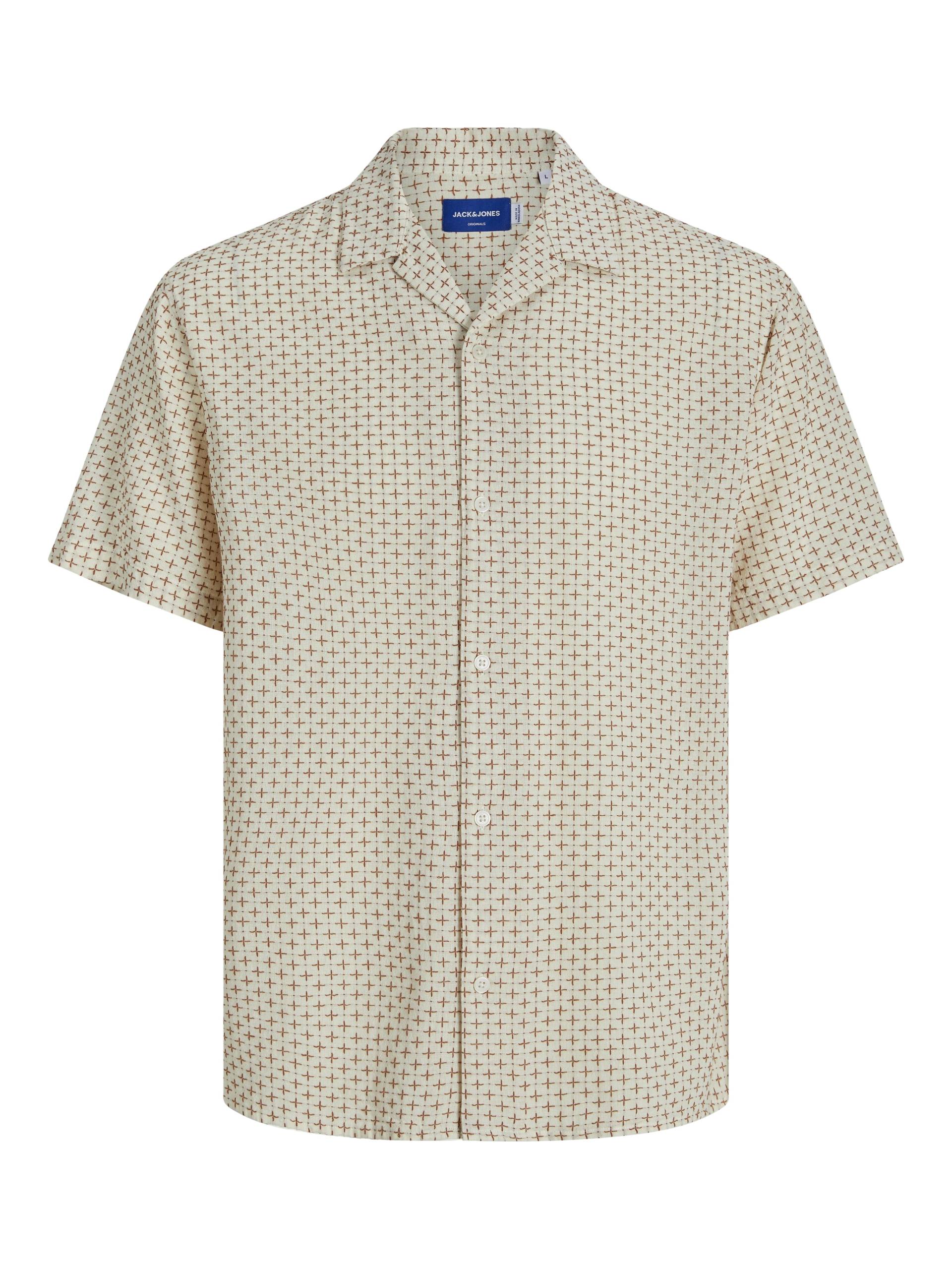JACK&JONES - JORLUKE ACAPULCO DOBBY AOP SHIRT SS antique white - Gr. - L von JACK&JONES