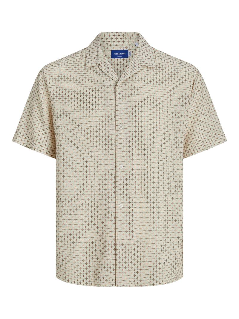JACK&JONES - JORLUKE ACAPULCO DOBBY AOP SHIRT SS antique white - Gr. - M von JACK&JONES