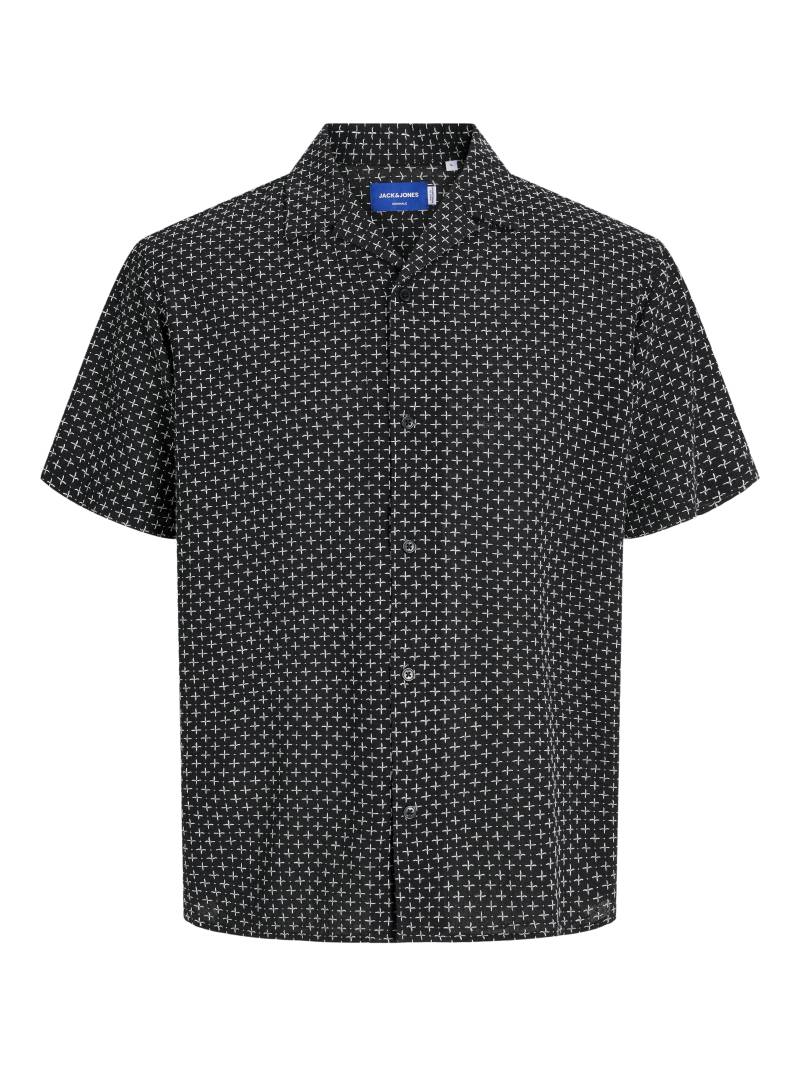 JACK&JONES - JORLUKE ACAPULCO DOBBY AOP SHIRT SS black - Gr. - M von JACK&JONES