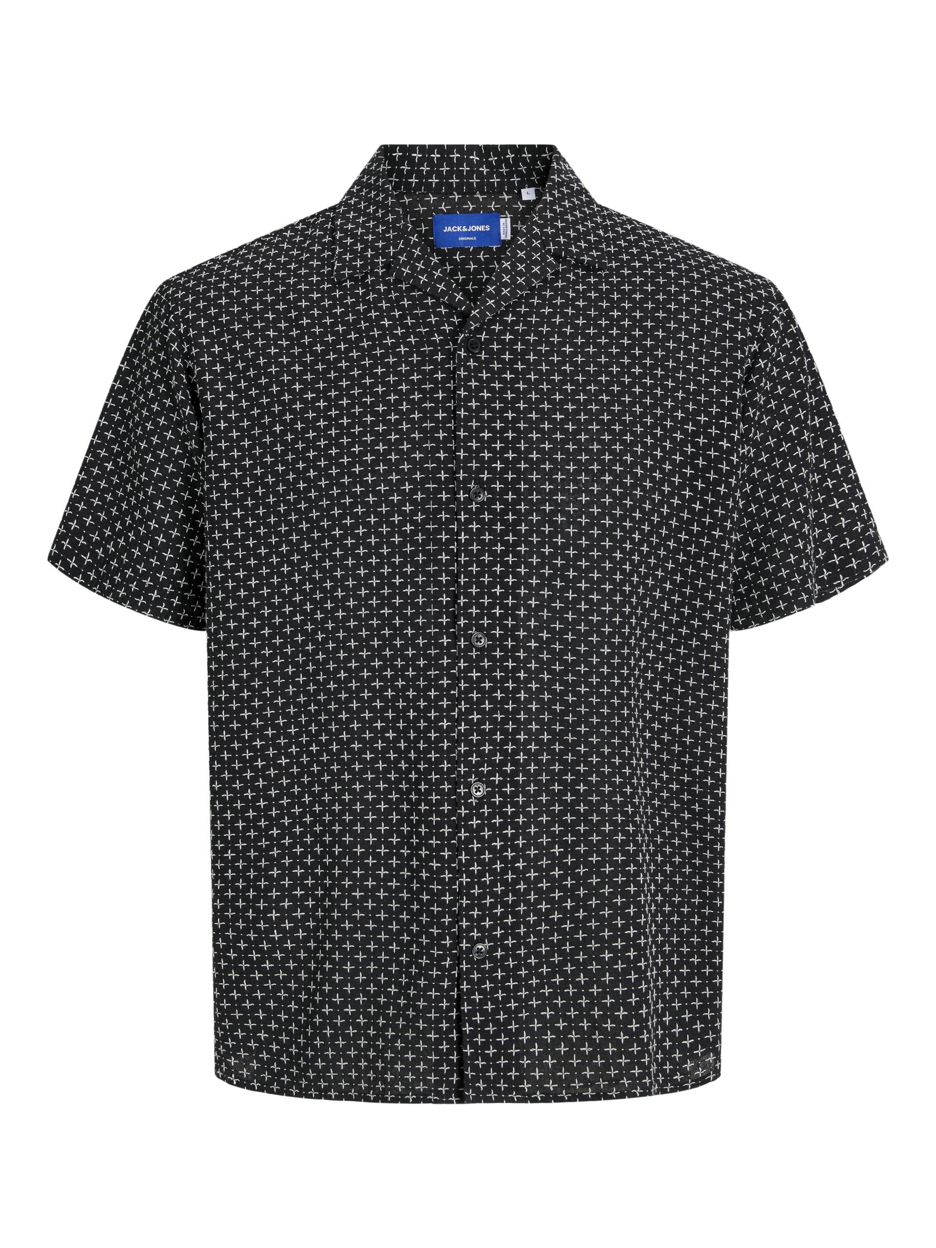 JACK&JONES - JORLUKE ACAPULCO DOBBY AOP SHIRT SS black - Gr. - XL von JACK&JONES