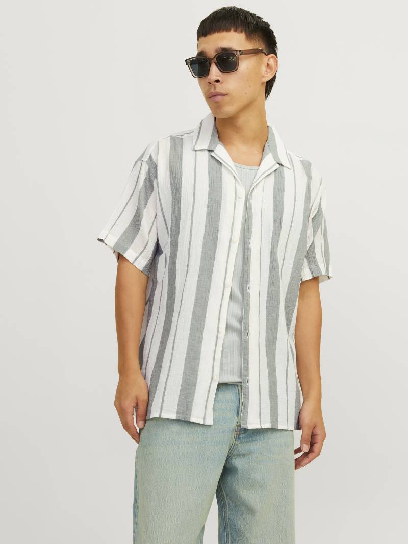 JACK&JONES - JORLUKE CREPE STRIPE SHIRT SS STYD24 silver sage - Gr. - XXL von JACK&JONES