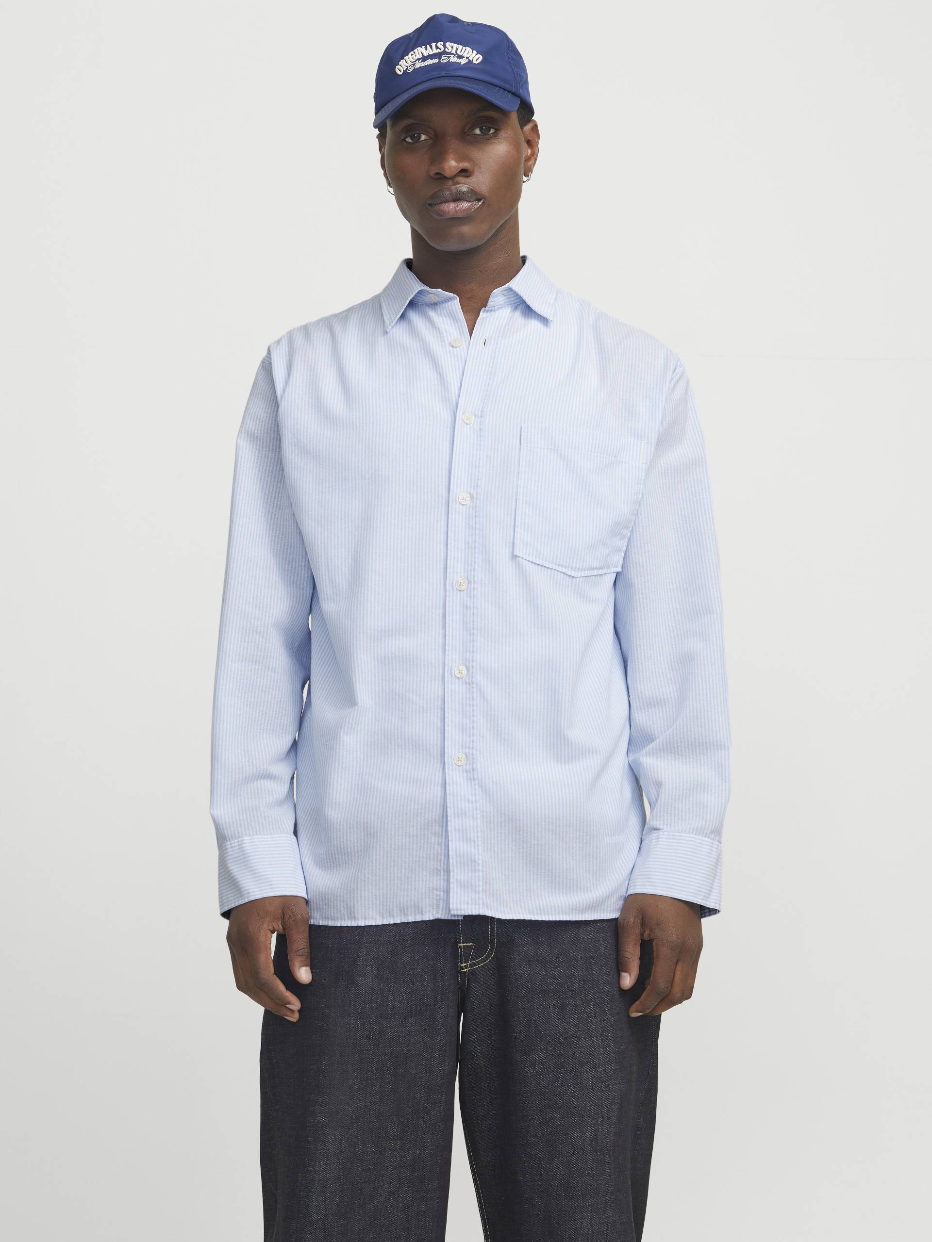 JACK&JONES - JORMARGATE OXFORD SHIRT LS BF LN cashmere blue - Gr. - L von JACK&JONES