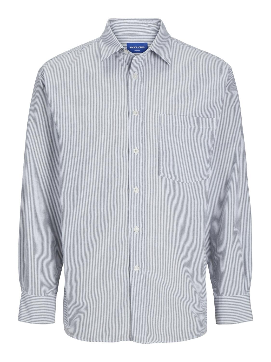 JACK&JONES - JORMARGATE OXFORD SHIRT LS BF LN iron gate - Gr. - L von JACK&JONES
