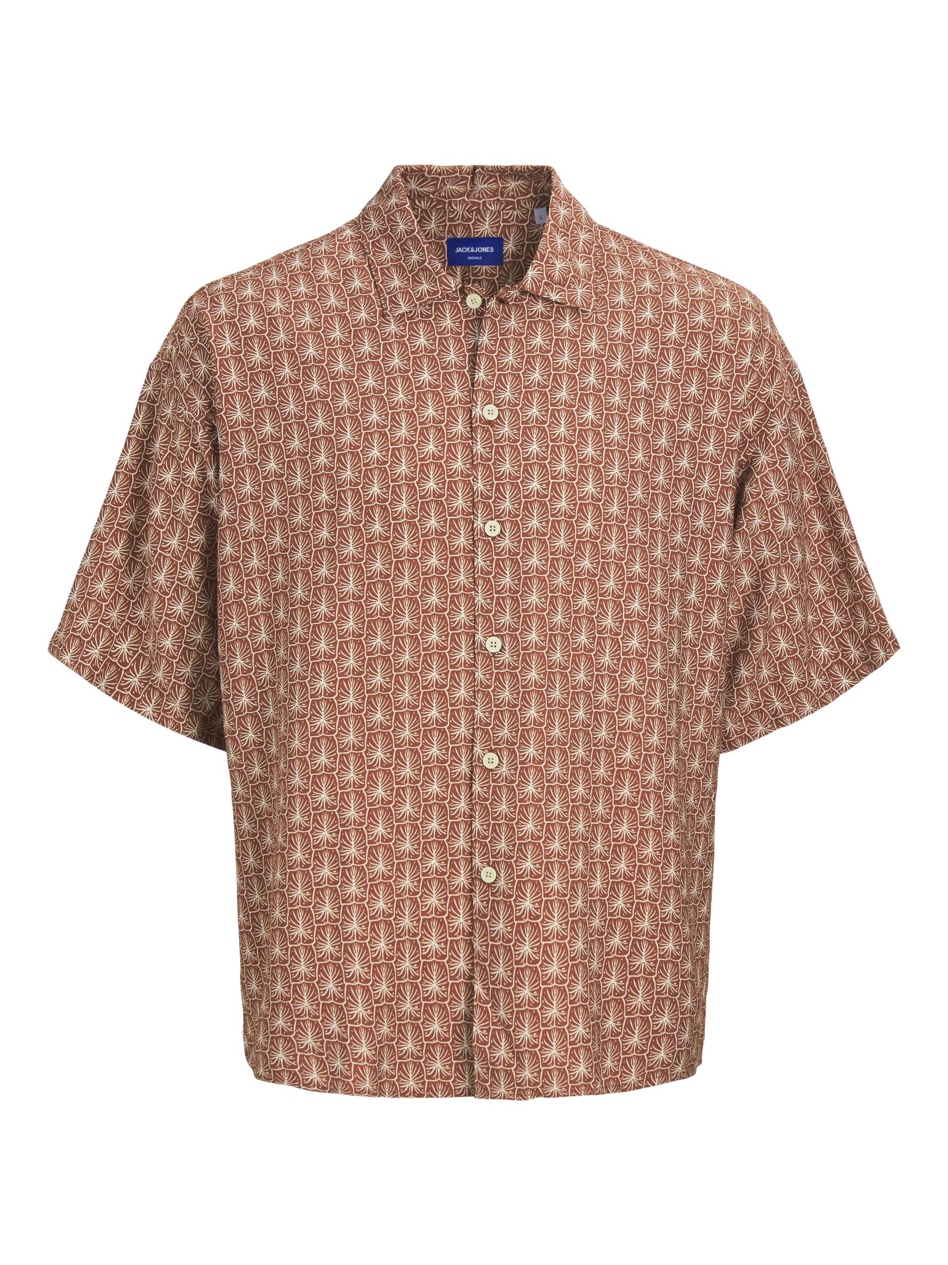 JACK&JONES - JORMARSHALL ISLINGTON AOP SHIRT SS SN arabian spice - Gr. - S von JACK&JONES