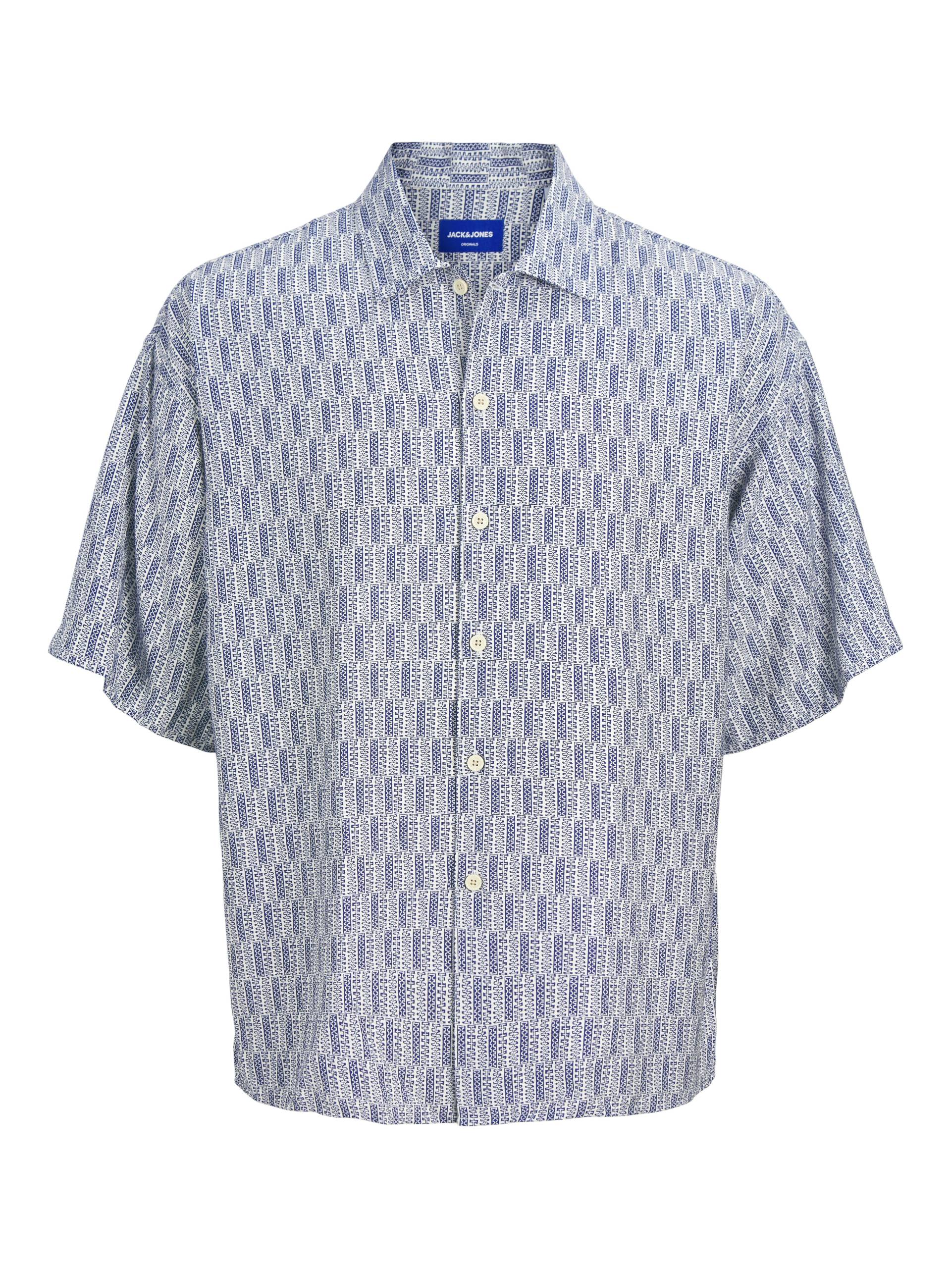 JACK&JONES - JORMARSHALL ISLINGTON AOP SHIRT SS SN ocean cavern - Gr. - S von JACK&JONES