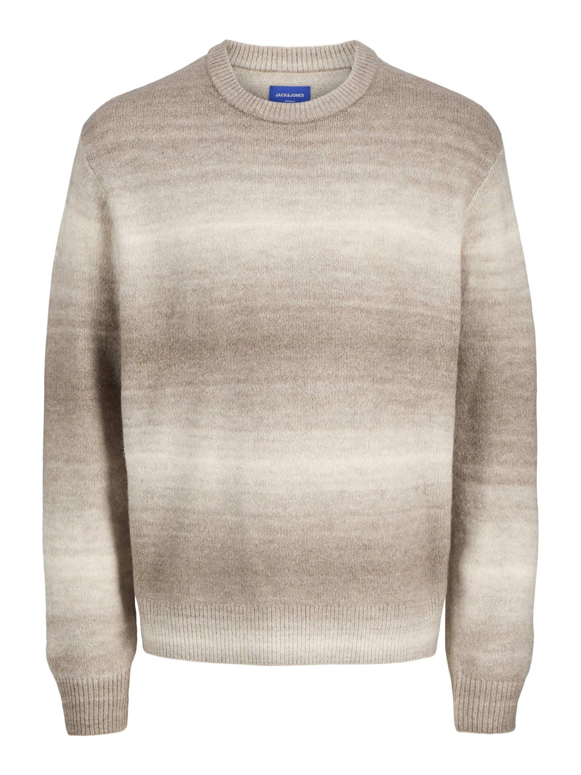JACK&JONES - JORMEADOWS KNIT SPACE DYE CREW NECK mocha meringue - Gr. - L von JACK&JONES