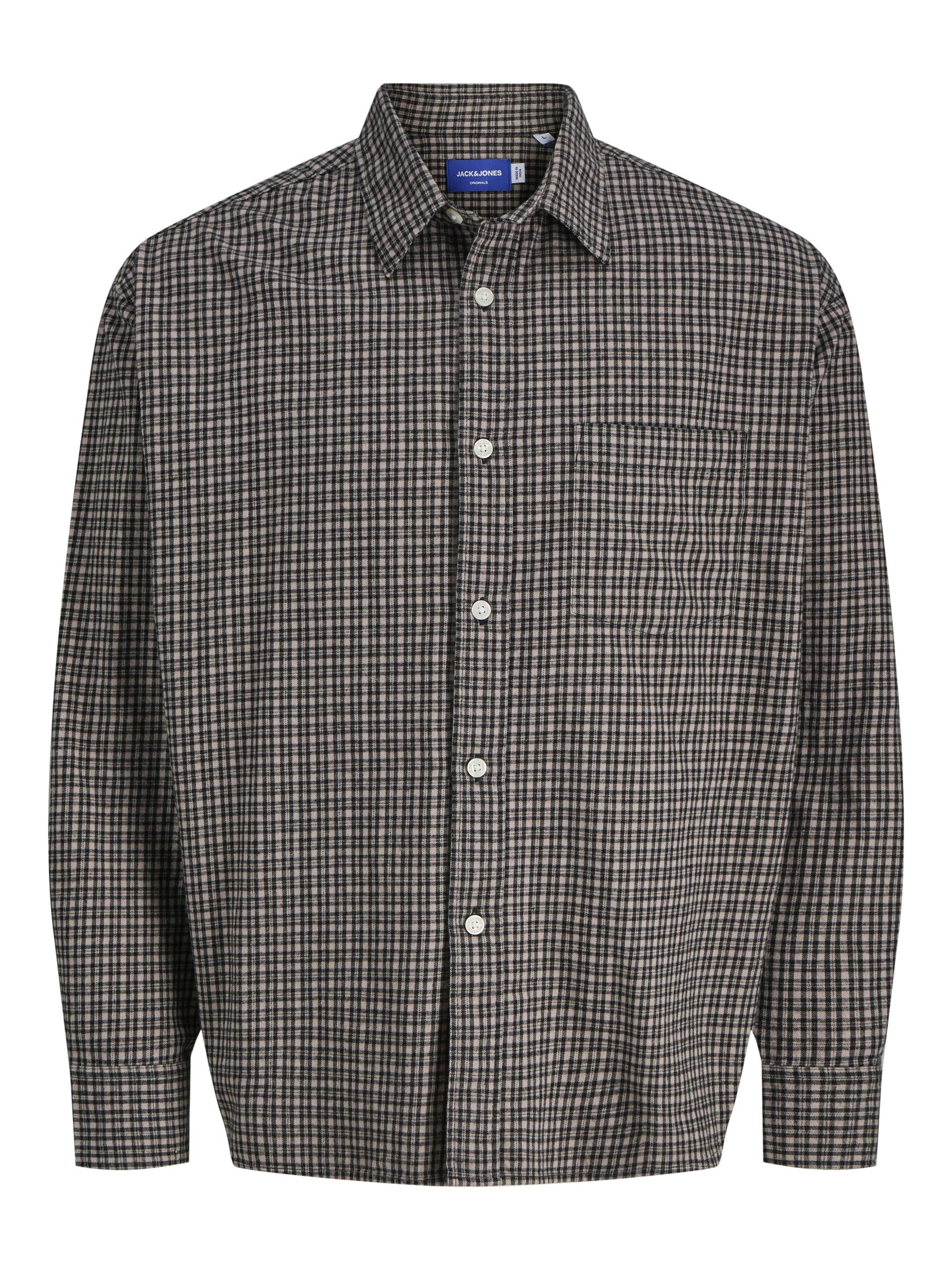 JACK&JONES - JORMEADOWS OVERSIZED CHECK SHIRT LS mocha meringue - Gr. - M von JACK&JONES