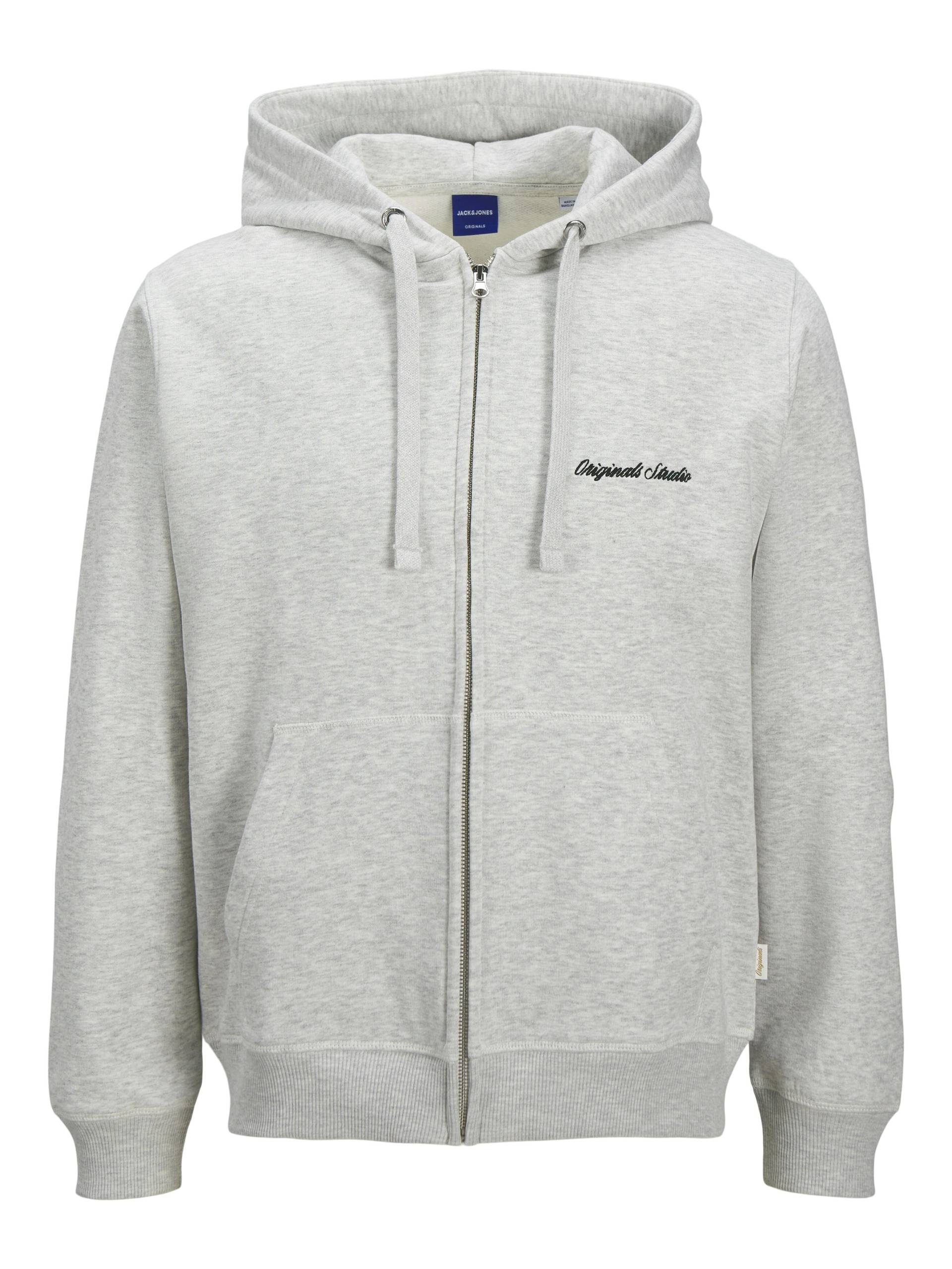 JACK&JONES - JORNORREBRO EMB SWEAT ZIP HOOD NOOS white melange - Gr. - S von JACK&JONES