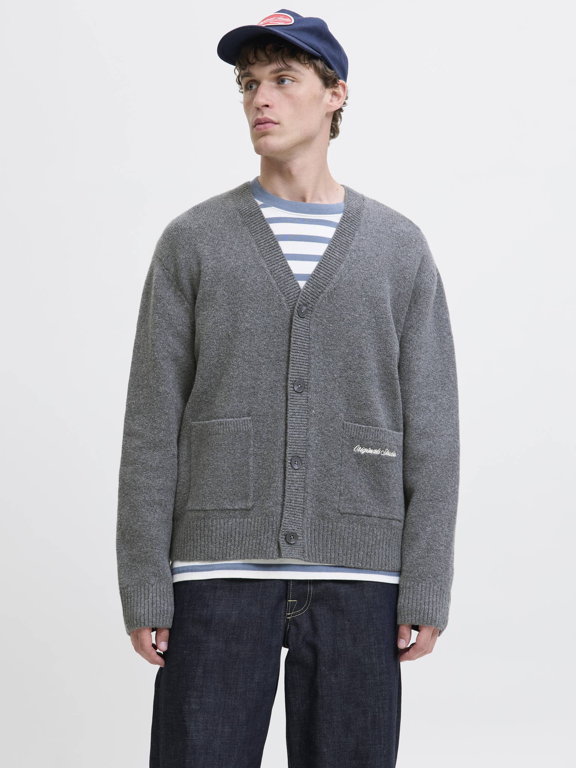 JACK&JONES - JORNORREBRO KNIT CARDIGAN LN dark grey melange - Gr. - XXL von JACK&JONES