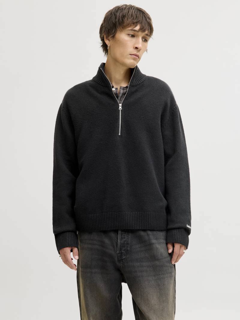 JACK&JONES - JORNORREBRO KNIT HALF ZIP SN black - Gr. - M von JACK&JONES