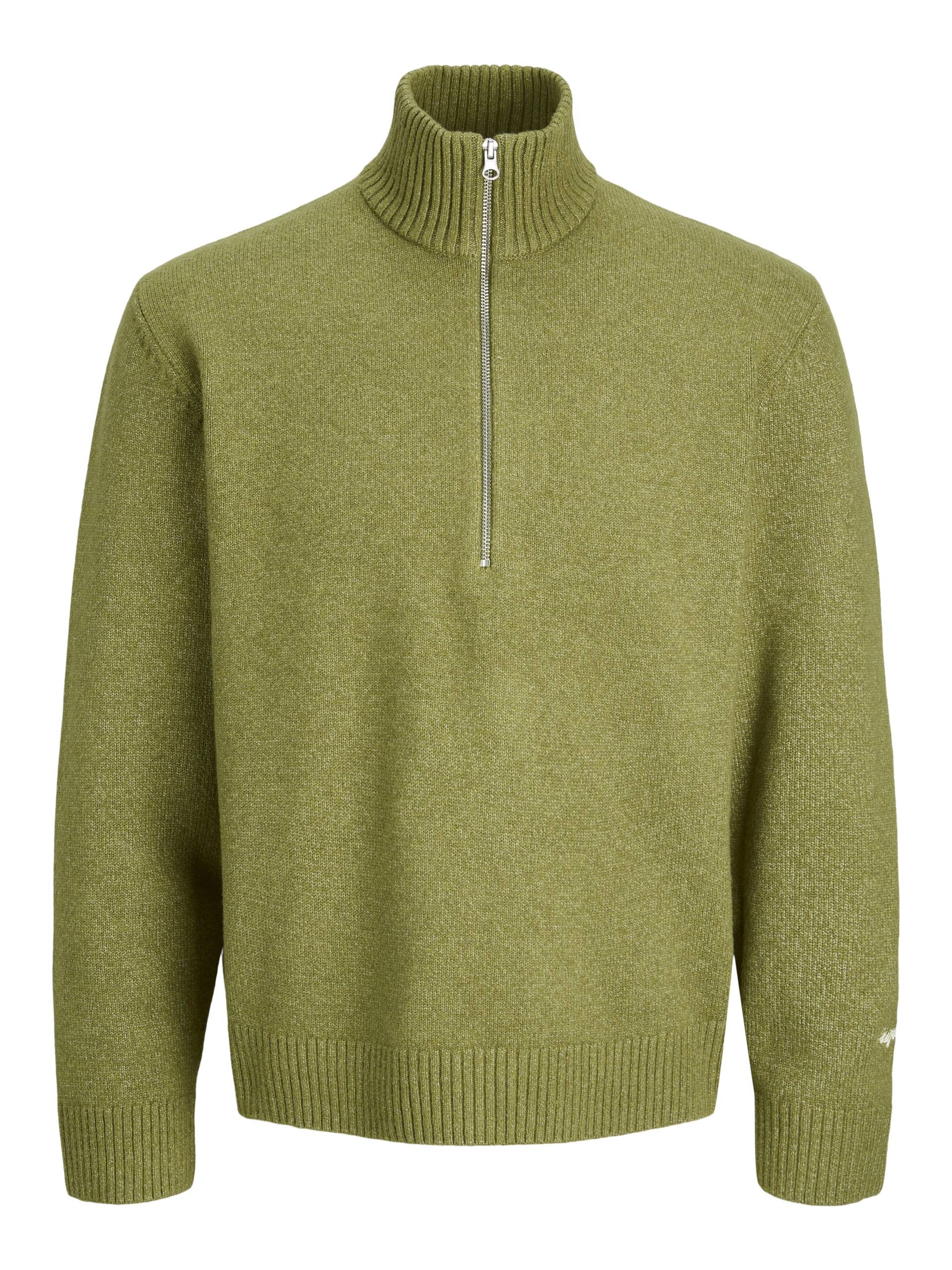 JACK&JONES - JORNORREBRO KNIT HALF ZIP SN olive drab - Gr. - XXL von JACK&JONES
